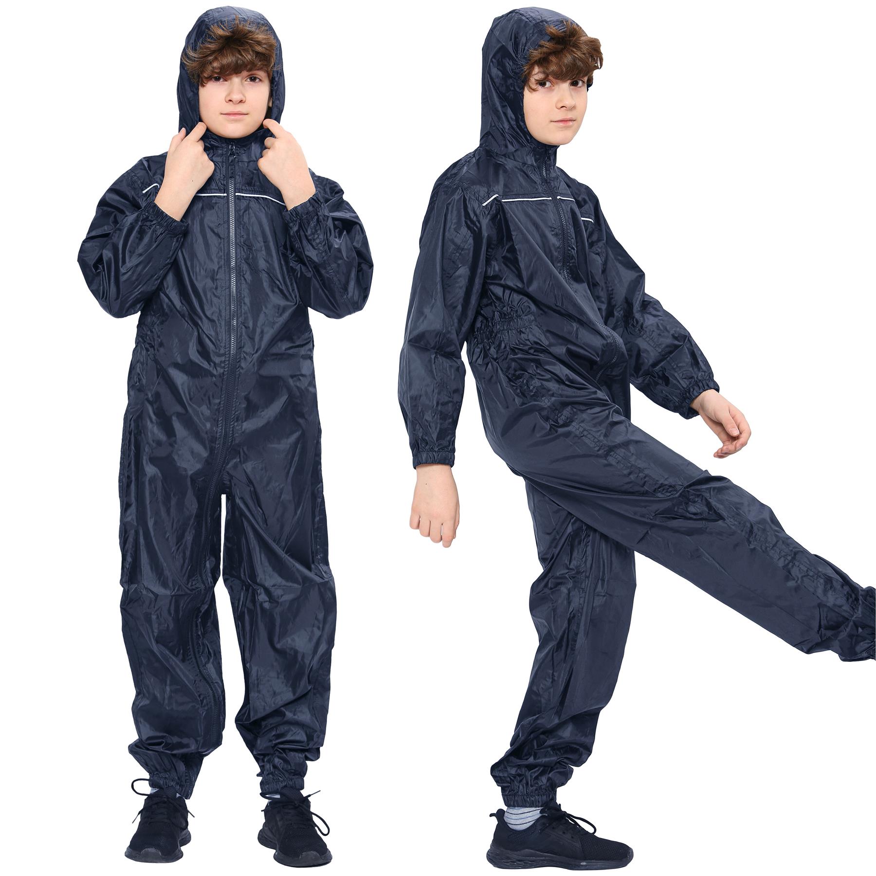 Girls Boys Raincoat Kids Puddle Suit Rainwear Waterproof Hooded Rainsuit 2-13 Yr - Picture 11 of 24