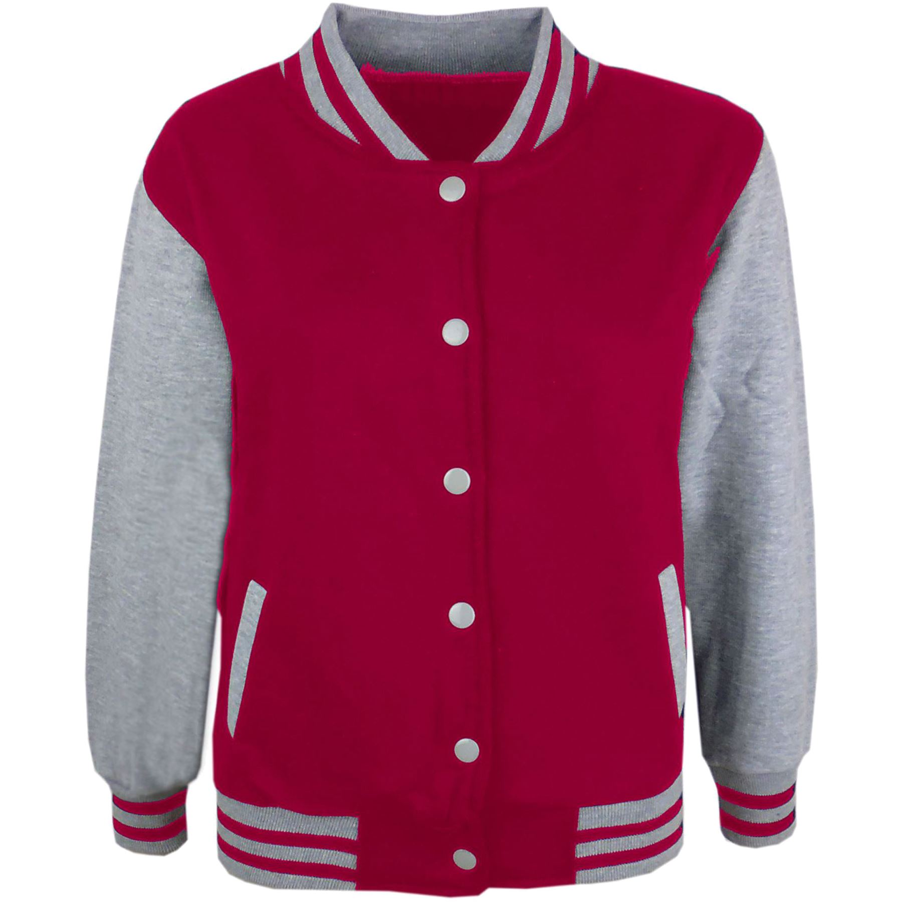 Kids B.B Plain Jacket Varsity Style Long Sleeve Coat Girls Boys Age 2-13 Years - Picture 61 of 106