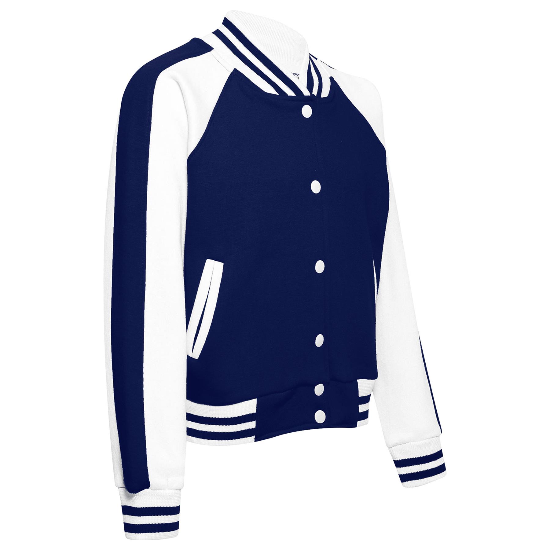 Kids B.b Plain Jacket Varsity Style Long Sleeve Coat Girls Boys Age 2-13 Years - Picture 101 of 106
