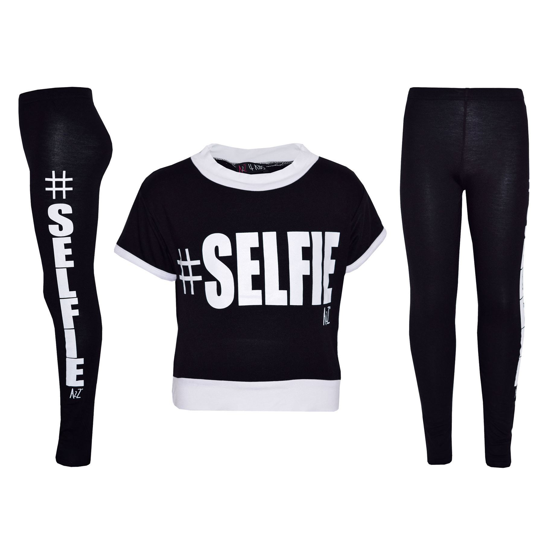 Kids Girls T Shirt Tops Designer #Selfie Print Royal American Baseball Top 5-13Y
