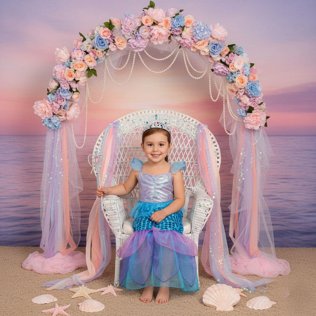 A2Z 4 Kids Girls Mermaid Halloween Costume Dress with Crown Kid Sparkly Sequin - Picture 7 of 8
