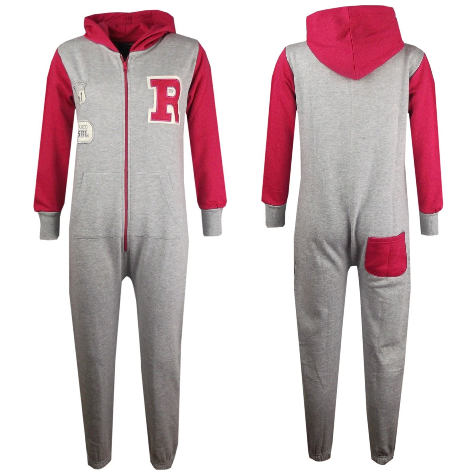 Kids Girls Boys R Baseball Varsity Hooded A2Z Onesie One Piece 7-13 Years - Picture 8 of 13