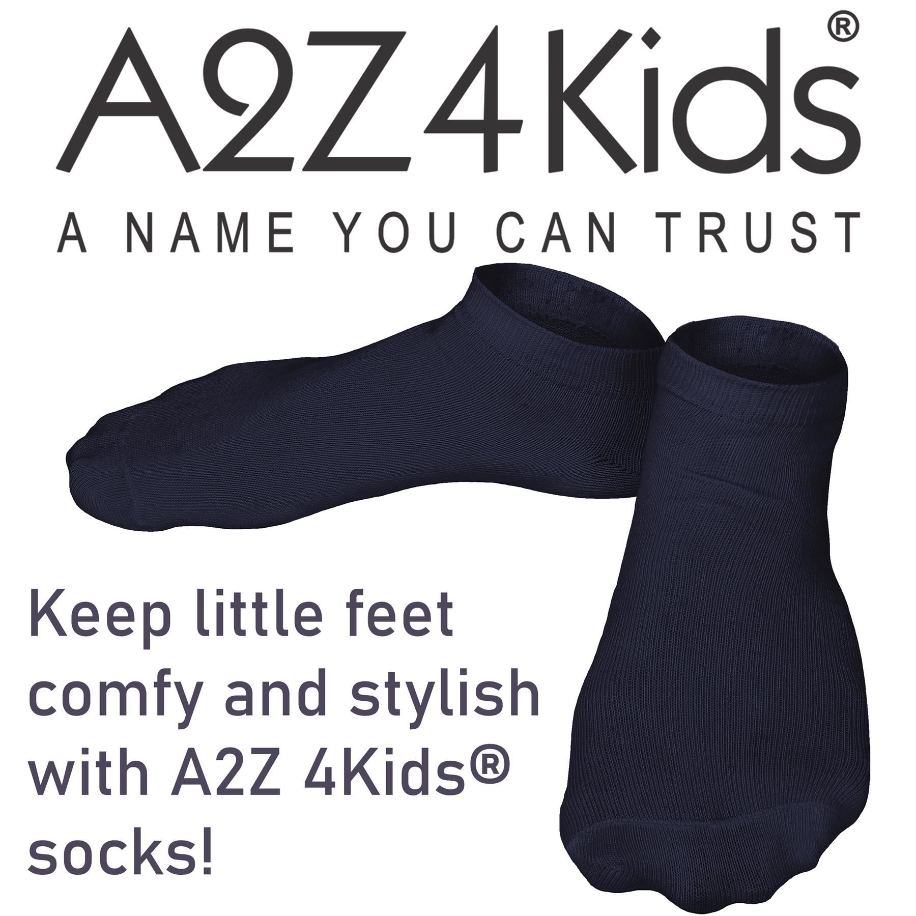 A2Z 4 Kids Girls Boys 12 Pack Plain Trainer No Show Socks Cotton School Socks - Picture 18 of 25