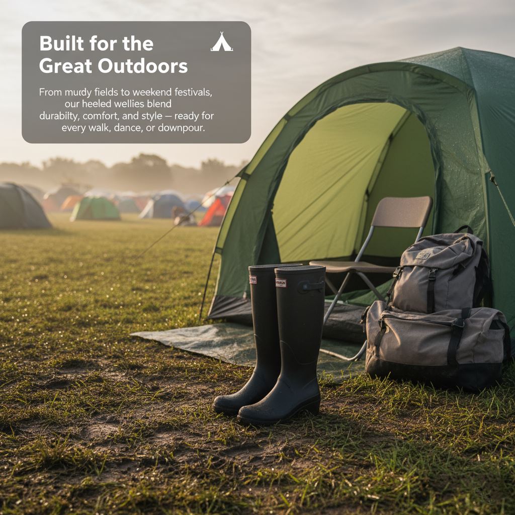 Botas Wellington de tacón ajustadas impermeables con hebilla ajustable para dama - Imagen 7 de 19
