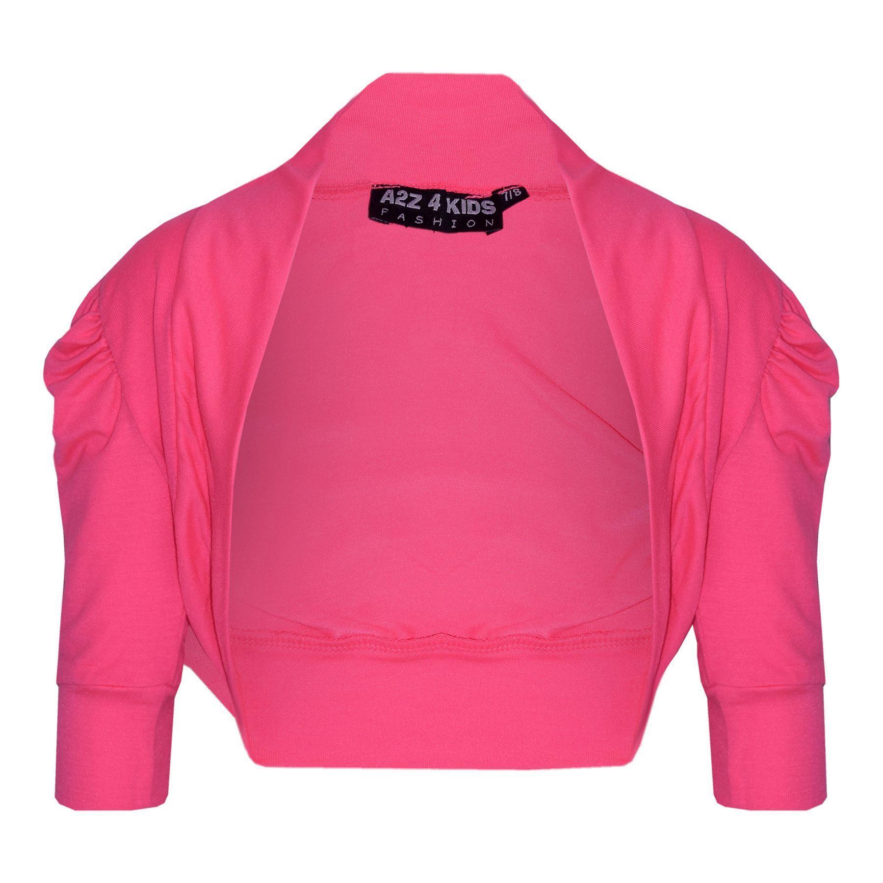 New Kids Girls Ruched Sleeve Stylish Shrug Bolero Cropped Cardigan 2-13 Years - Picture 38 of 51