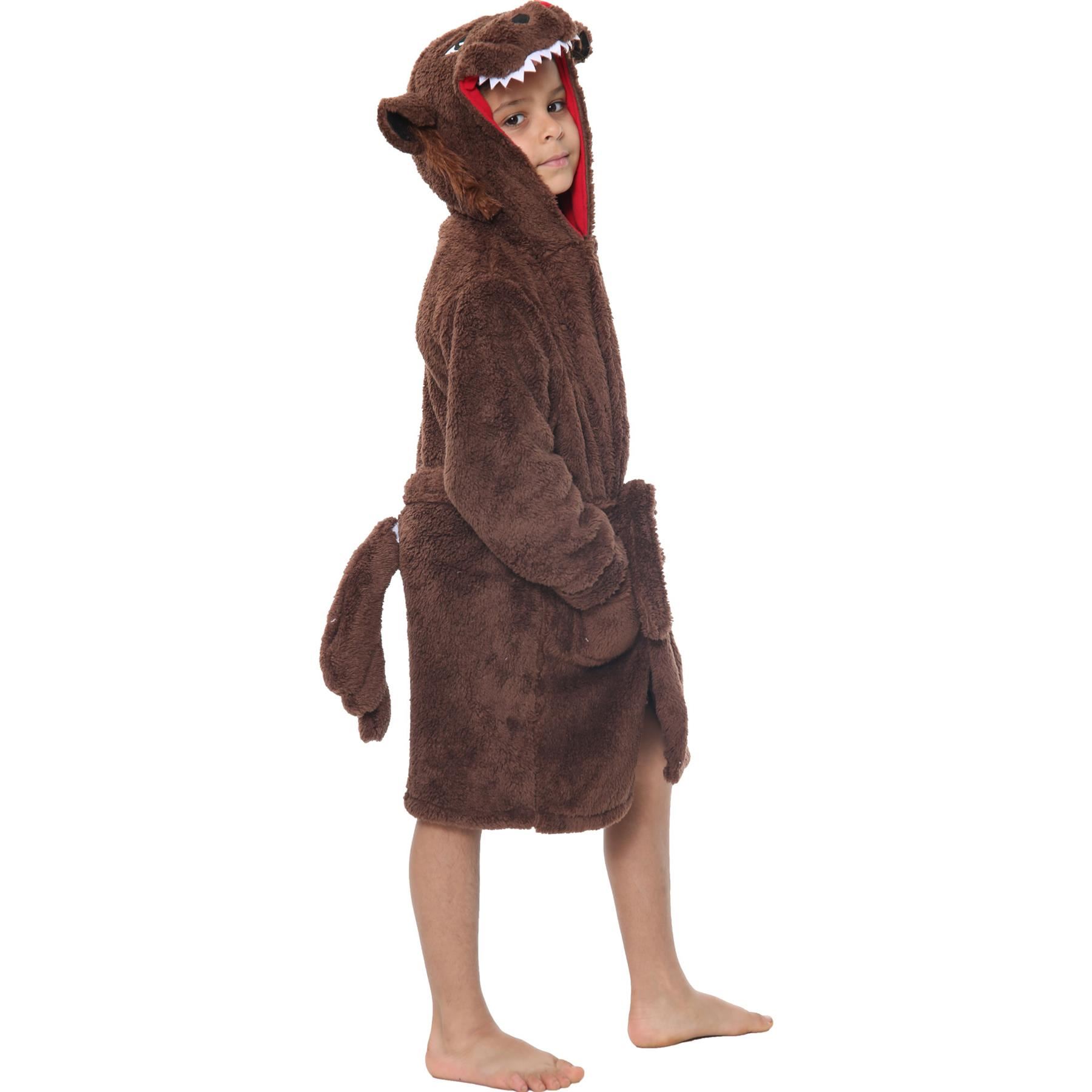 A2Z 4 Kids Super Soft 3D Animal Detail Dressing Gown Nightwear Hooded Robe 2-1 - Picture 143 of 154