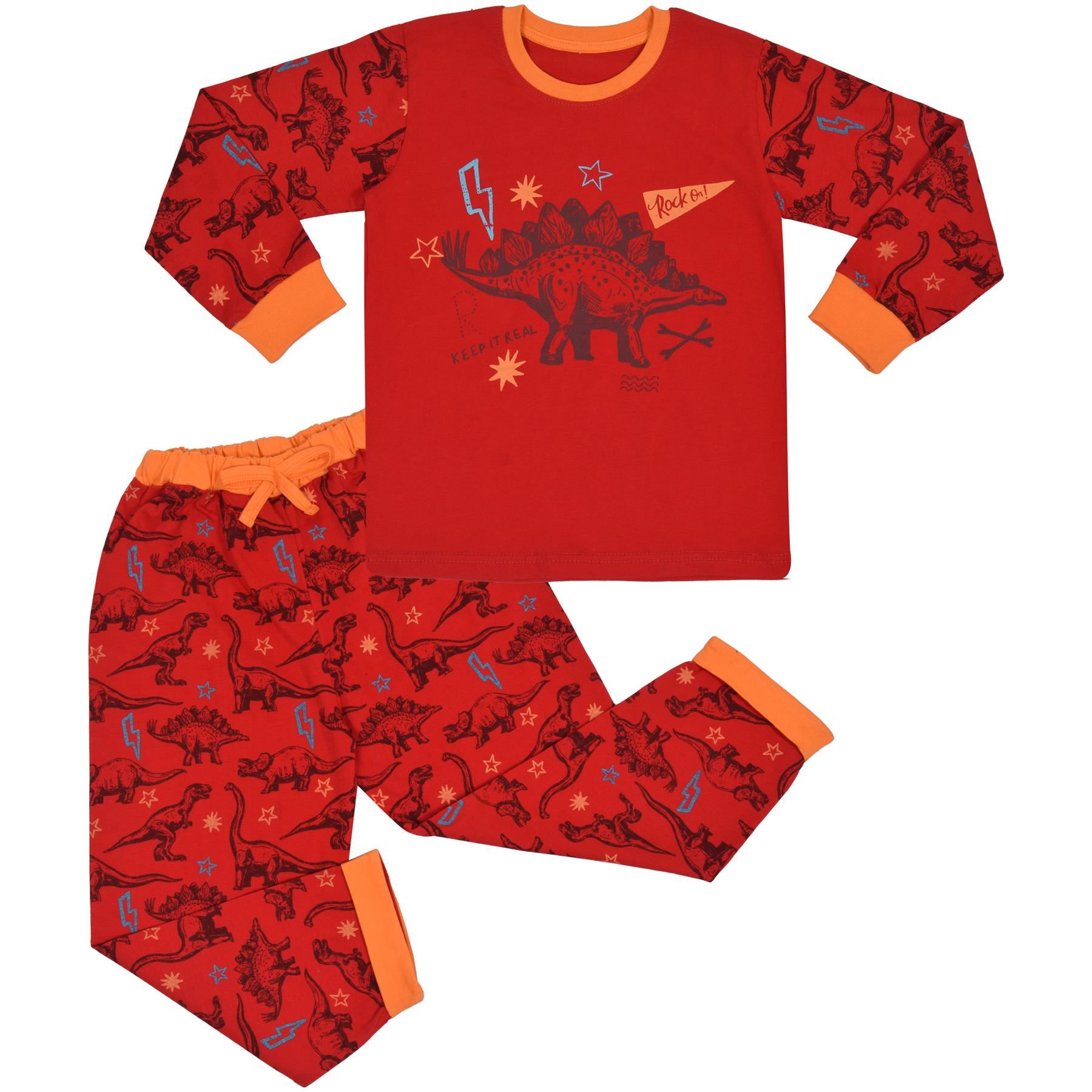Kids Boys Dinosaur Pyjamas Children PJs 2 Piece Dino Set Lounge Suit - Picture 12 of 17