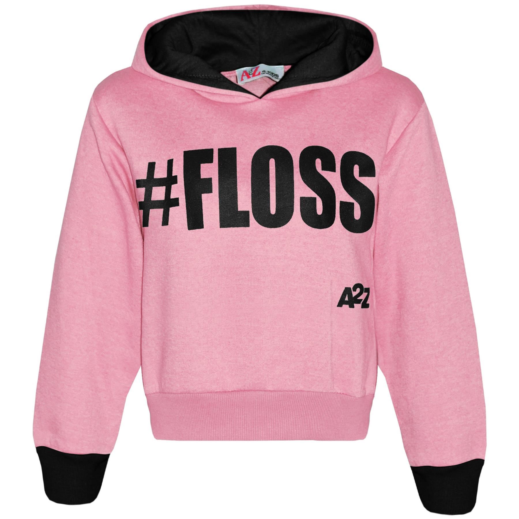 Kids Girls Tracksuit Designer #Floss Hooded Crop Top /& Bottom Jog Suit 5-13 Yr