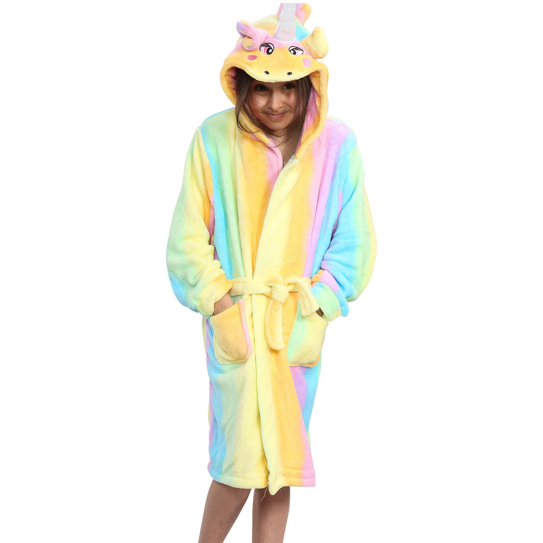 A2Z 4 Kids Super Soft 3D Animal Detail Dressing Gown Nightwear Hooded Robe 2-1 - Picture 107 of 154