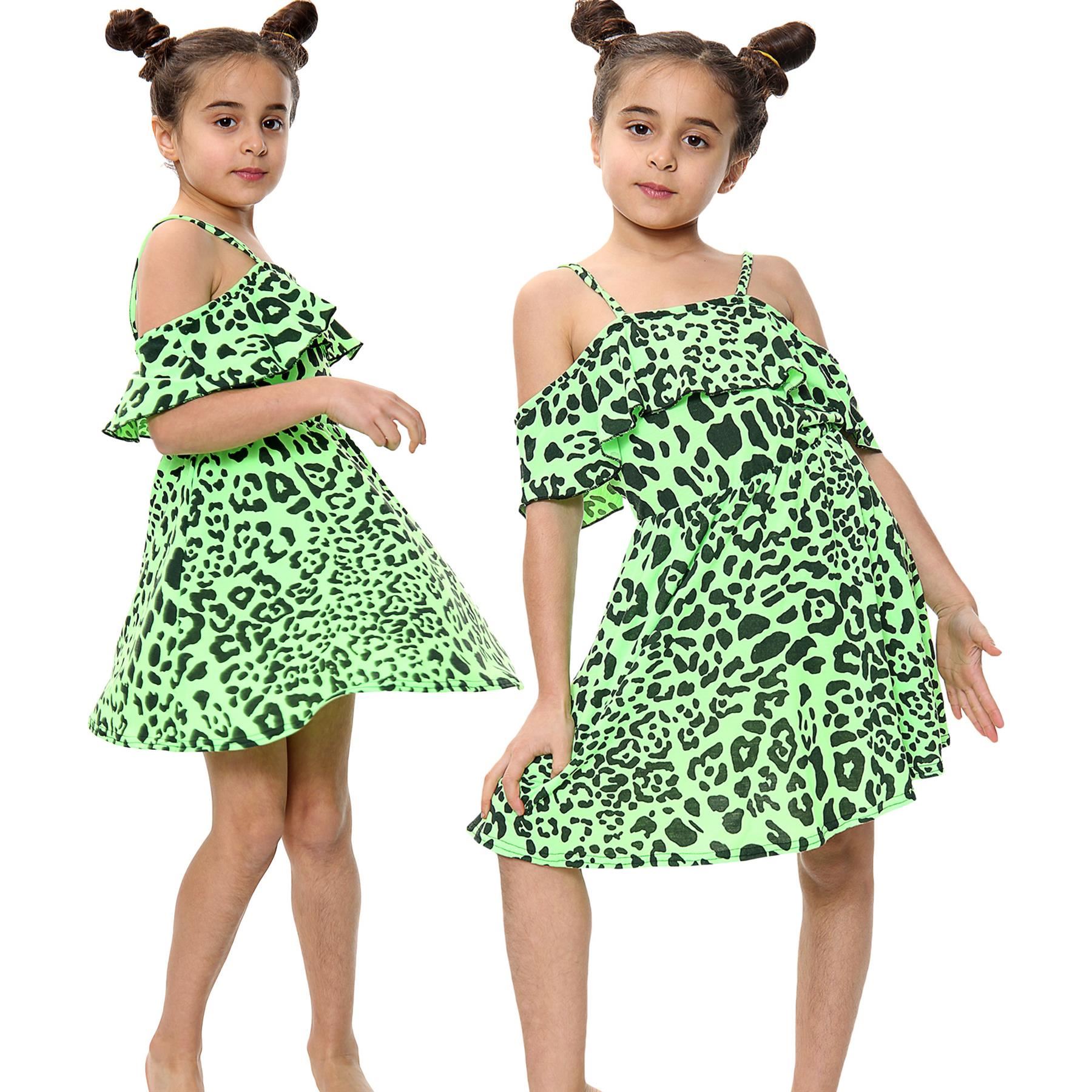 Girls Skater Dress Kids Plain Color Summer Party Off Shoulder Dresses 7 ...