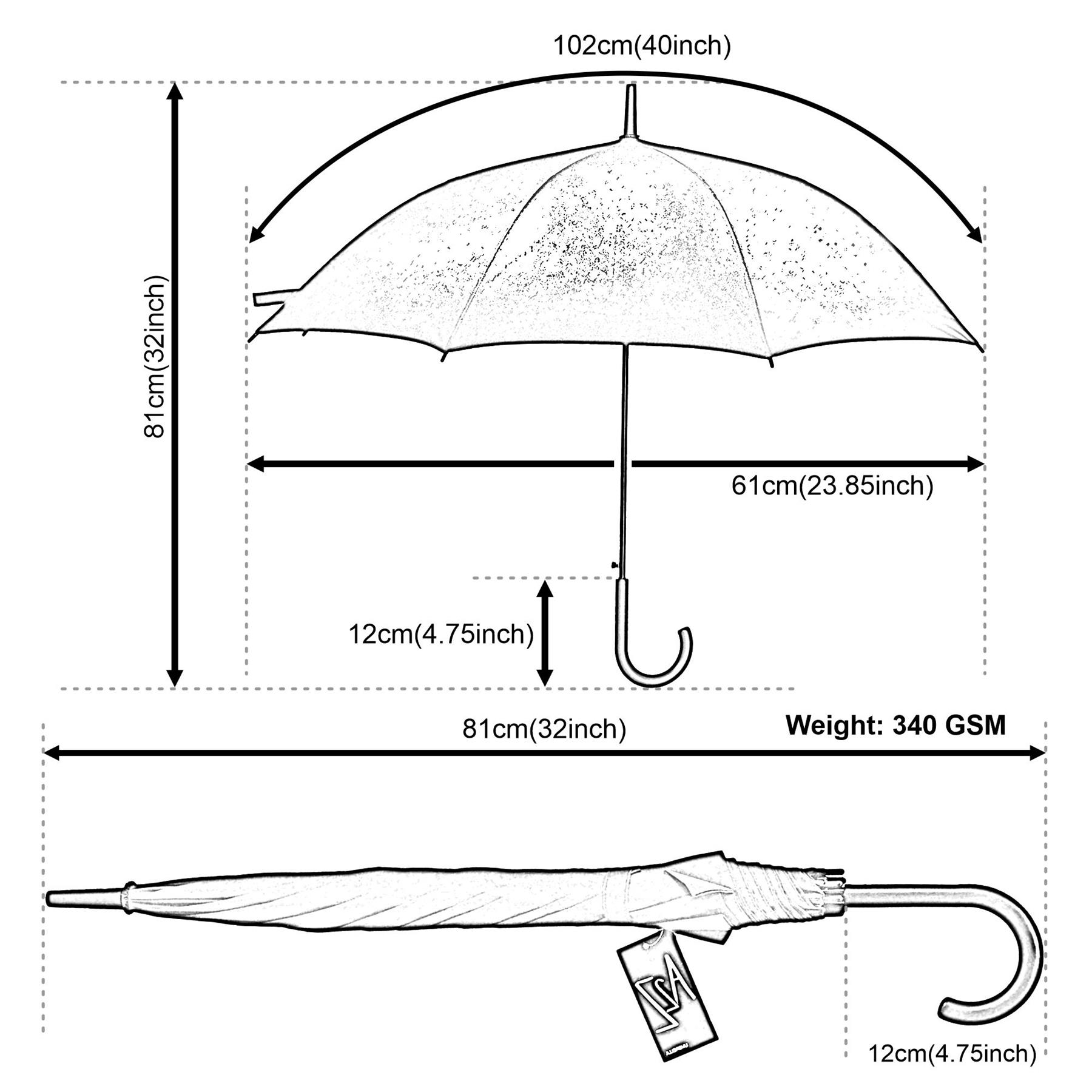 Kids Girls Boys Stick Umbrella Walking Umbrellas Easy Grip J-Stick Crook Handle - Picture 7 of 7