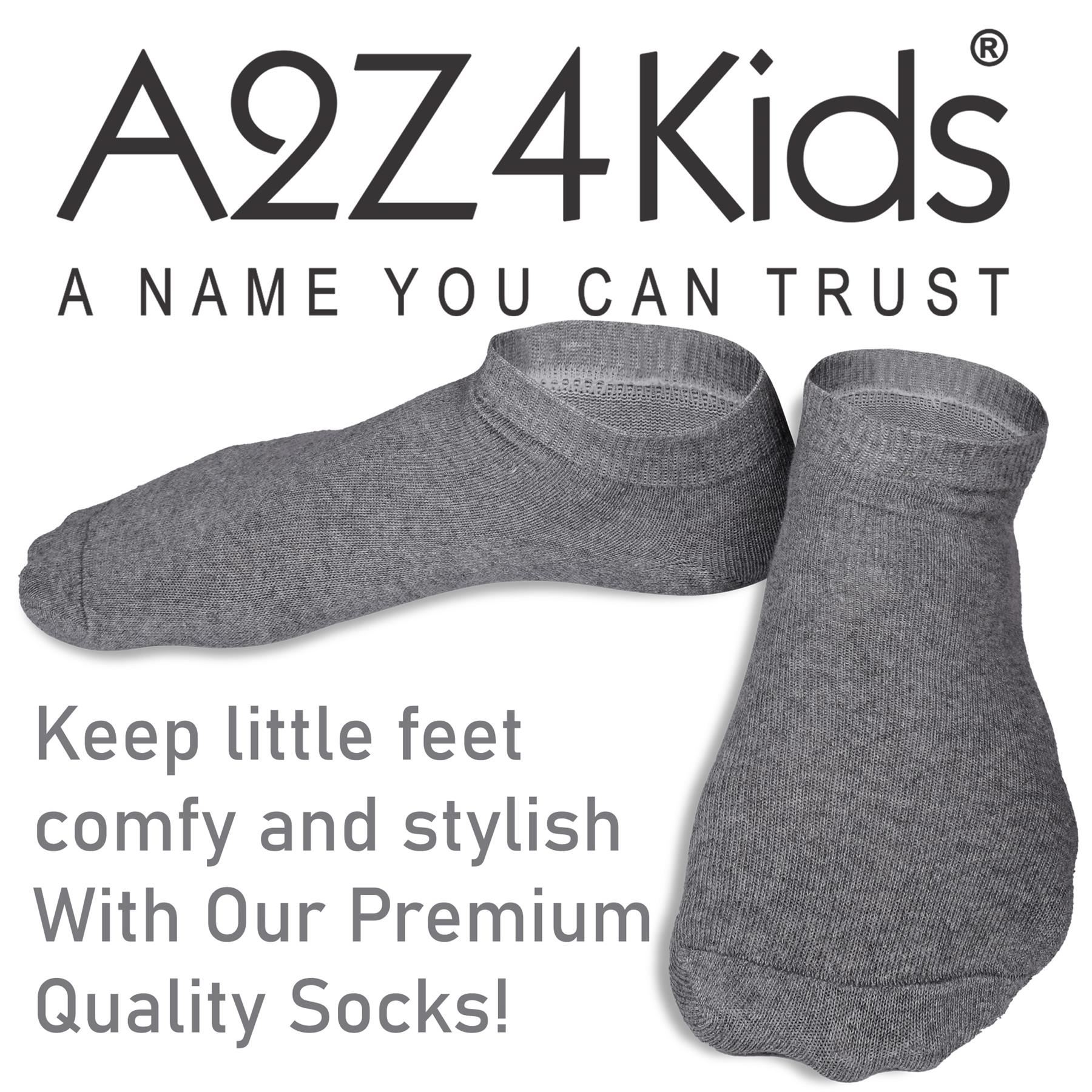 A2Z 4 Kids Girls Boys 12 Pack Plain Trainer No Show Socks Cotton School Socks - Picture 12 of 25