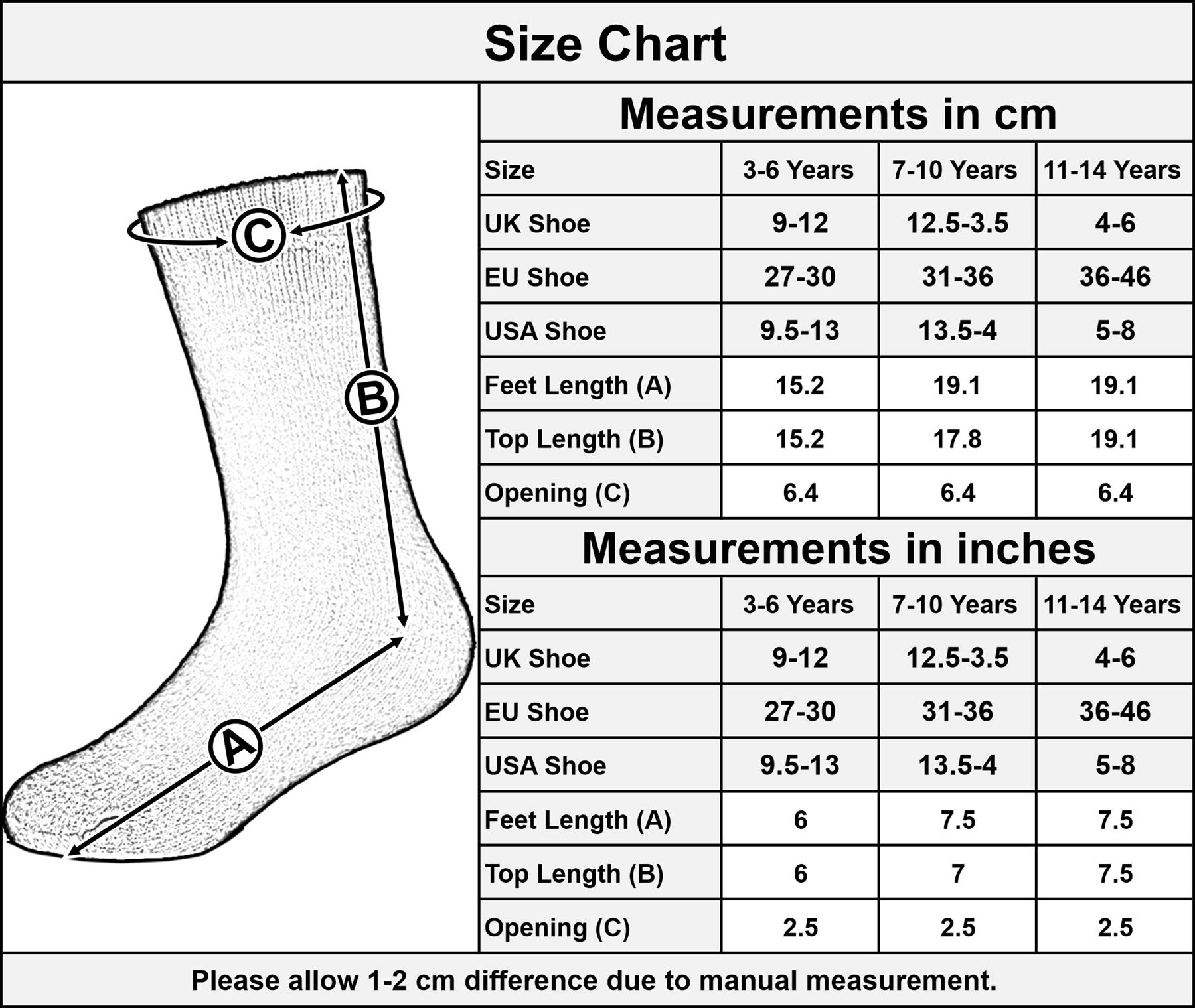 Kids Boys Girls Thermal Socks Winter Warmth Thick Insulated Cosy Warm Socks - Picture 15 of 15