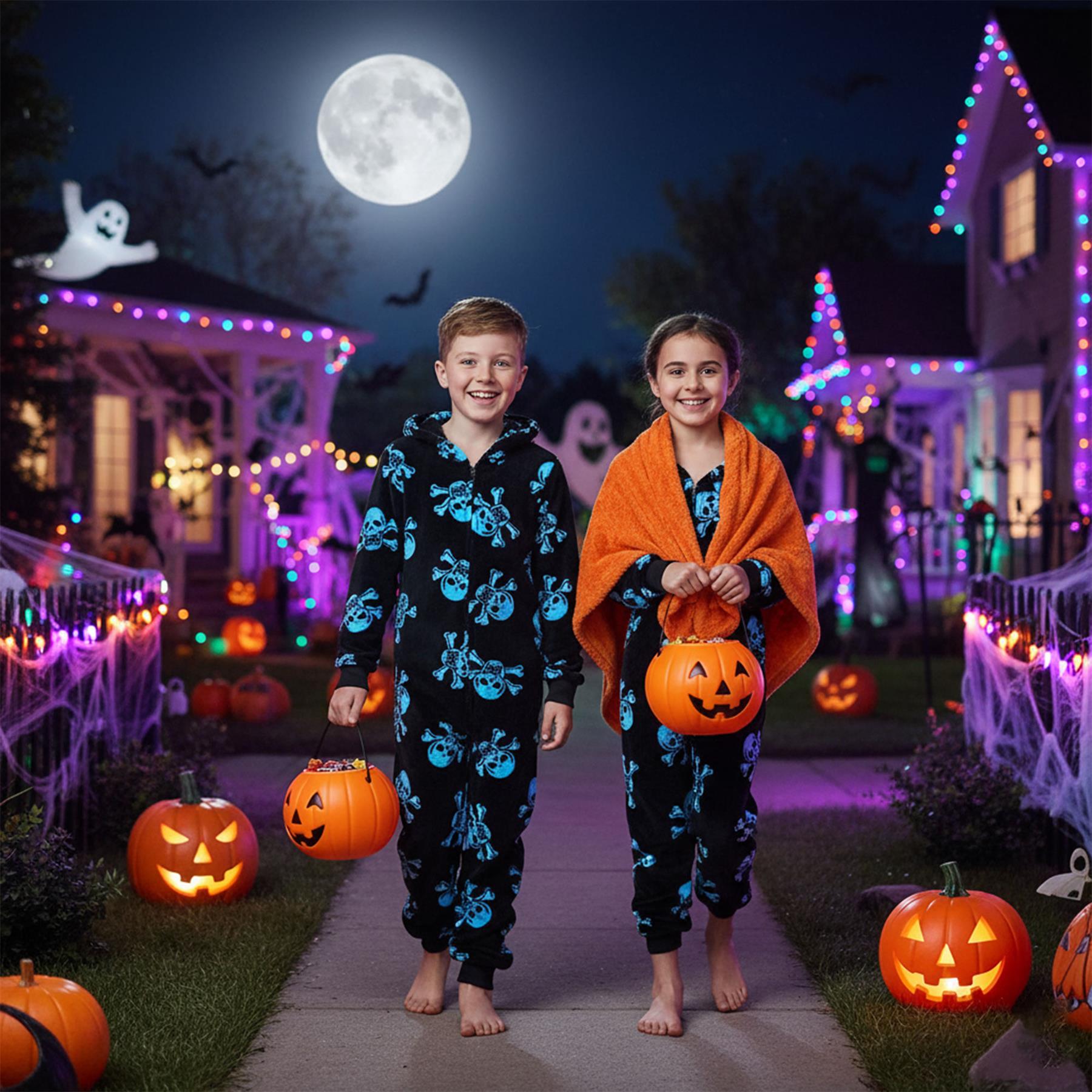 Fun Print Childrens A2Z Onesie One Piece Halloween Pyjama Set for Boys and Girls - Picture 7 of 18