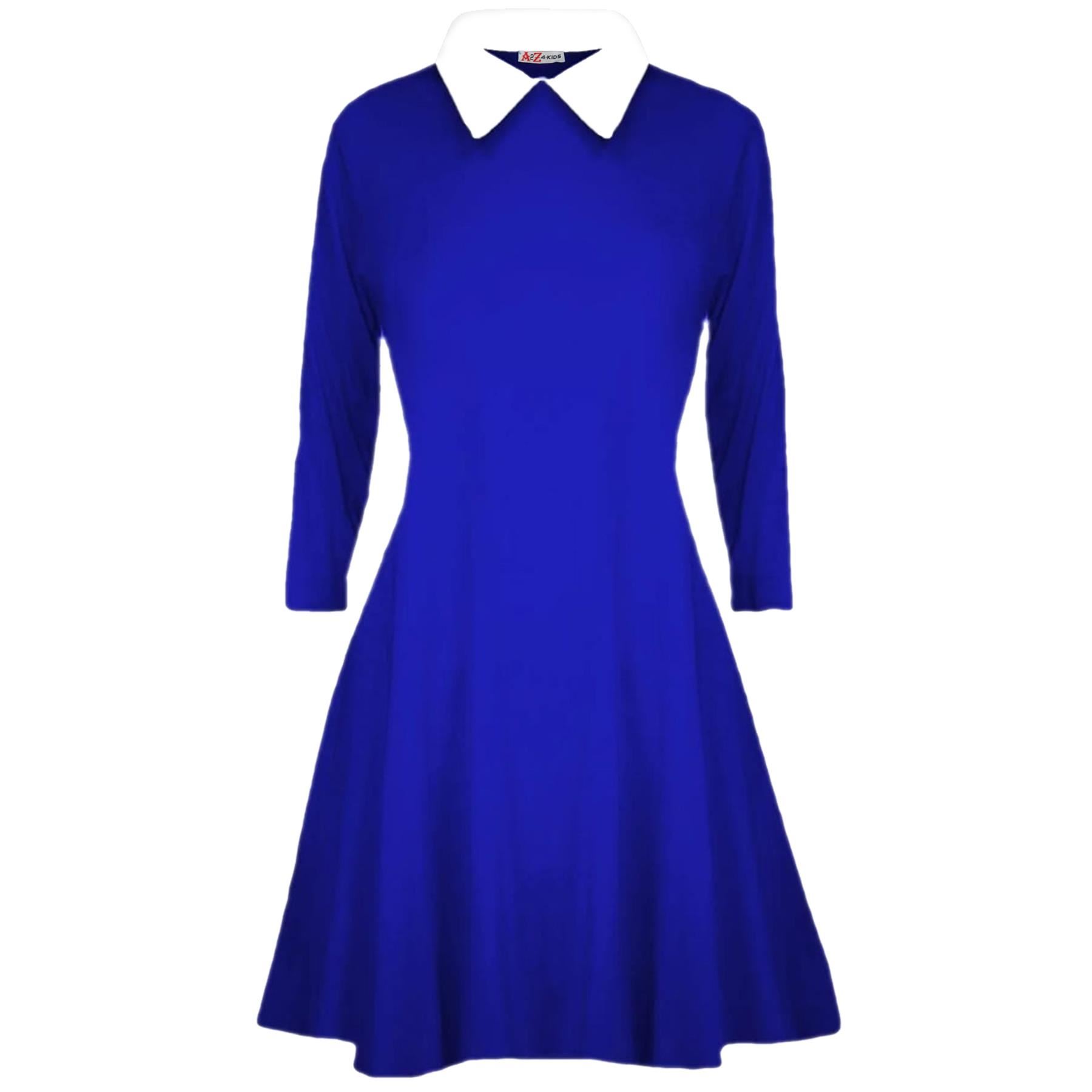Kids Girls Halloween Swing Dress Peter Pan Collar Flared Skater Dresses 5-13Y - Picture 18 of 25