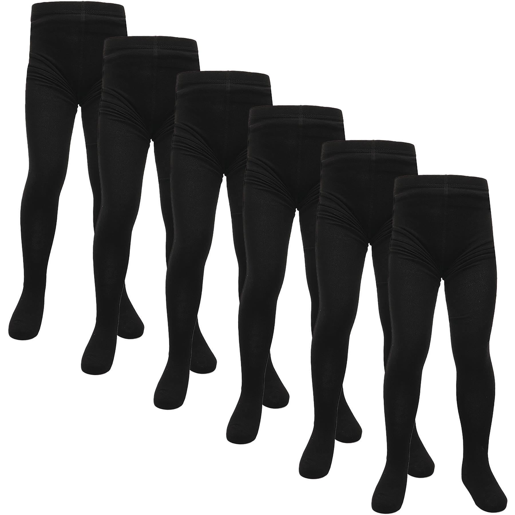 Kids Girls Fleece Lined Thermal Tights Pack Of 3 Cosy Winter Stretchy Tights - Picture 7 of 9