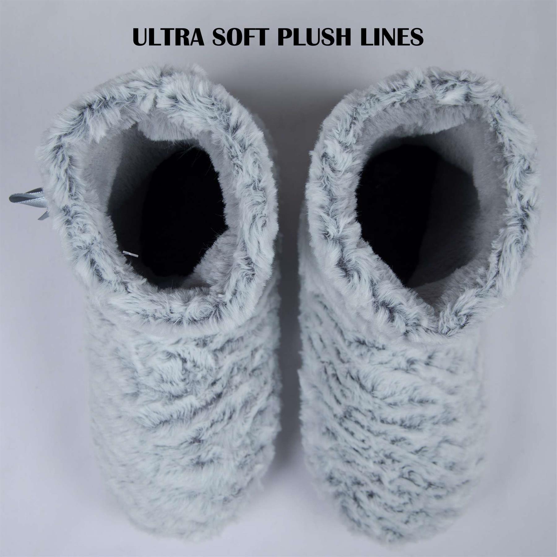 Damas Zapatilla Novedad 2 Tonos Botín Felpa Cálido Invierno Tejido Botines - Imagen 7 de 7