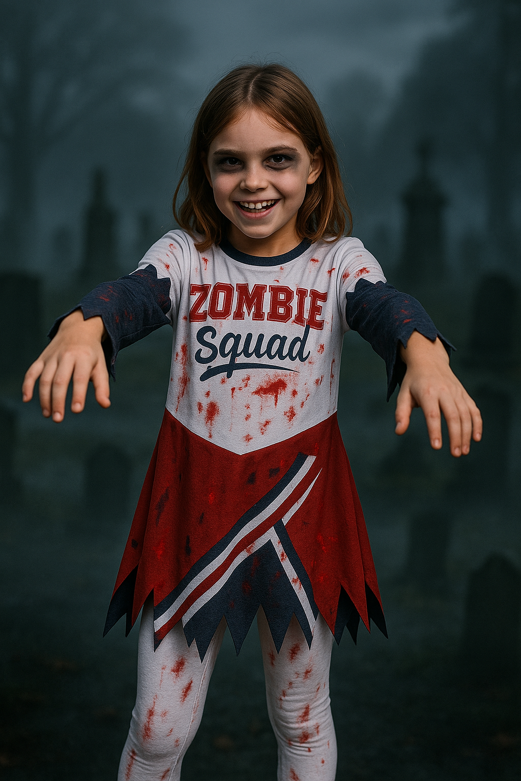Kinder Mädchen Zombie Cheerleader Halloween Kostüm Halloween Partys Outfit - Bild 9 von 43
