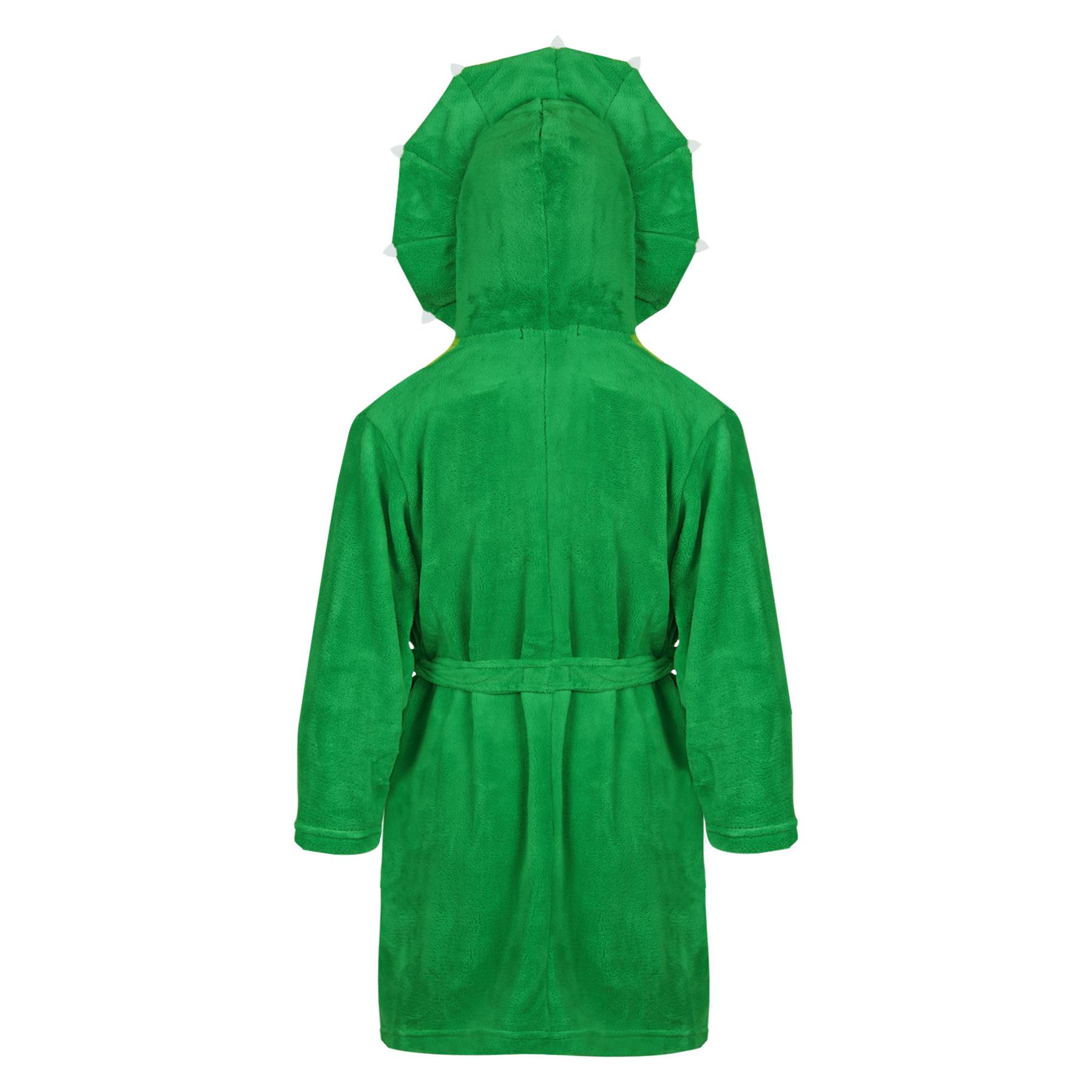 Kids Bathrobe Animal Face Nightgown Kids Dinosaur hooded Towelling Dressing Gown - Picture 5 of 5