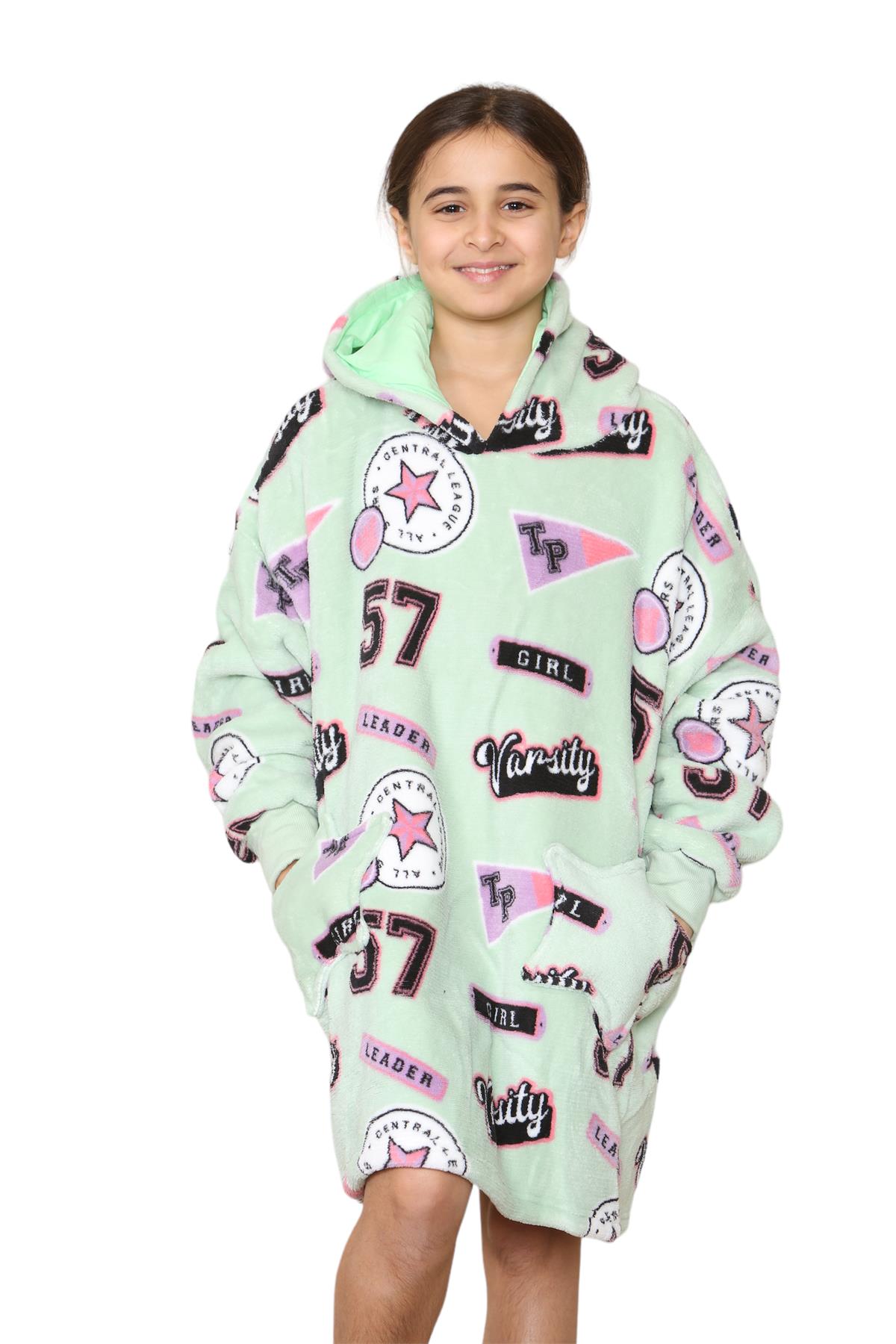 Kids Girls Boys Oversized Hoodie Animal Snuggle Blanket Super Soft Warm Fleece - Picture 43 of 47
