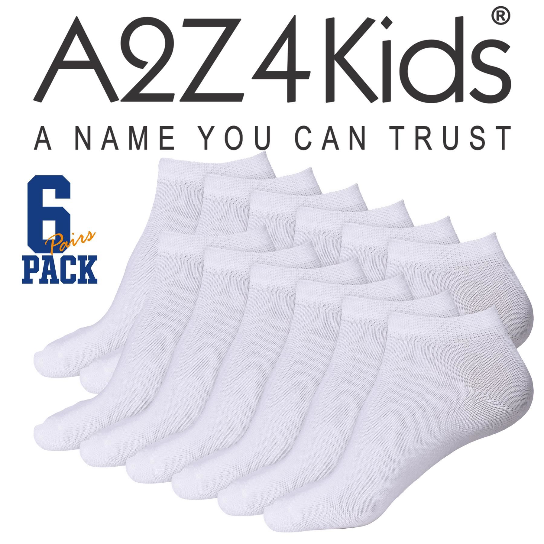 A2Z 4 Kids Girls Boys 12 Pack Plain Trainer No Show Socks Cotton School Socks - Picture 22 of 25