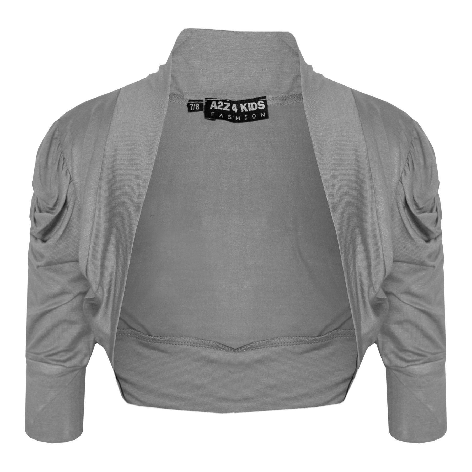 New Kids Girls Ruched Sleeve Stylish Shrug Bolero Cropped Cardigan 2-13 Years - Picture 32 of 51