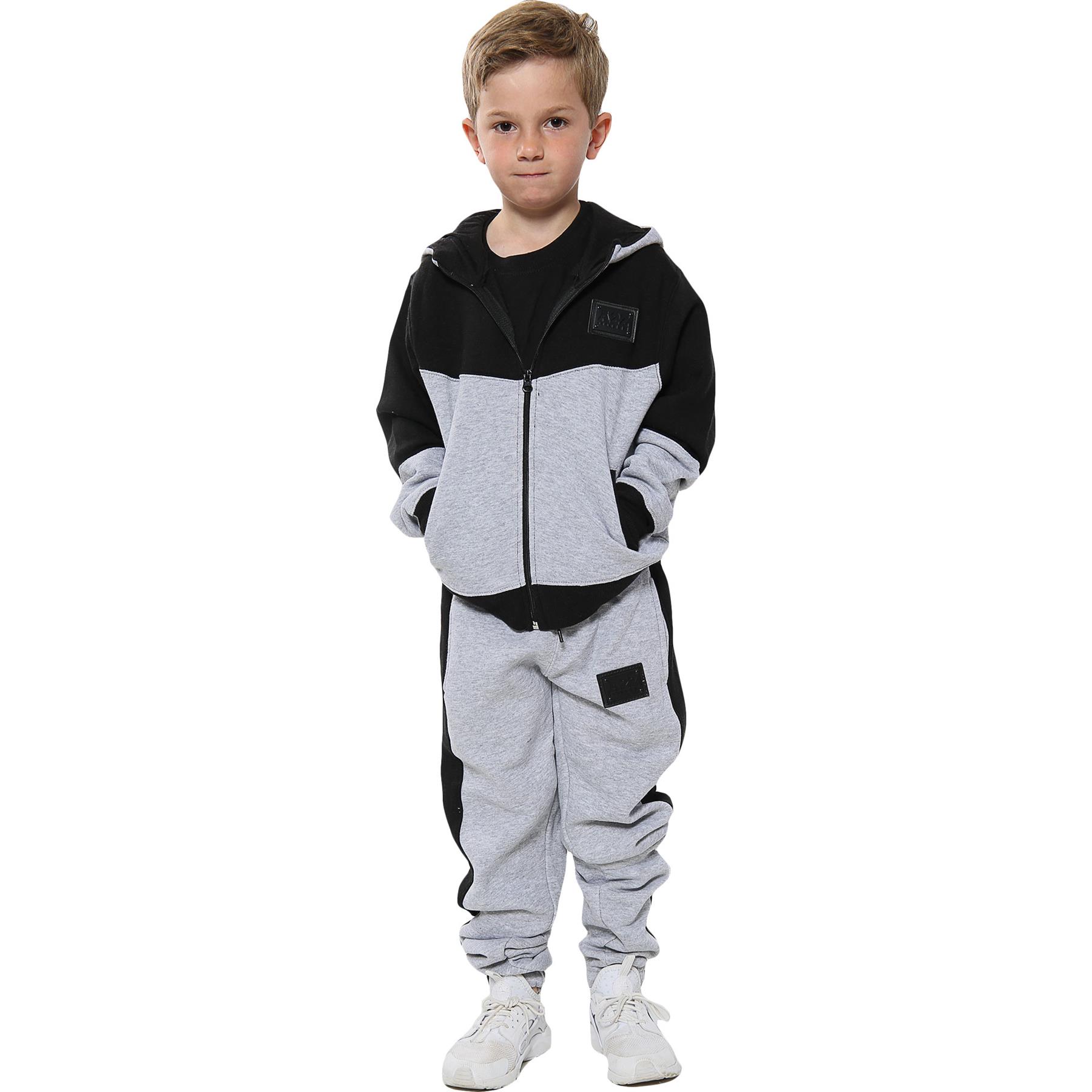 Boys Girls Tracksuit Fleece Hoodie Top Joggers Bottom Suit Set Age 2-13 years - Picture 50 of 56