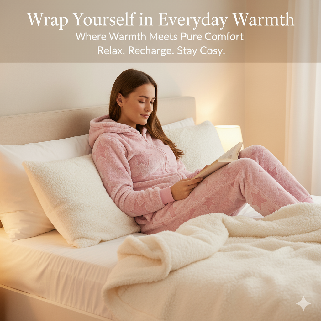 Traje de salón A2Z rosa y gris estrella en relieve polar con capucha cremallera para damas - Imagen 7 de 9