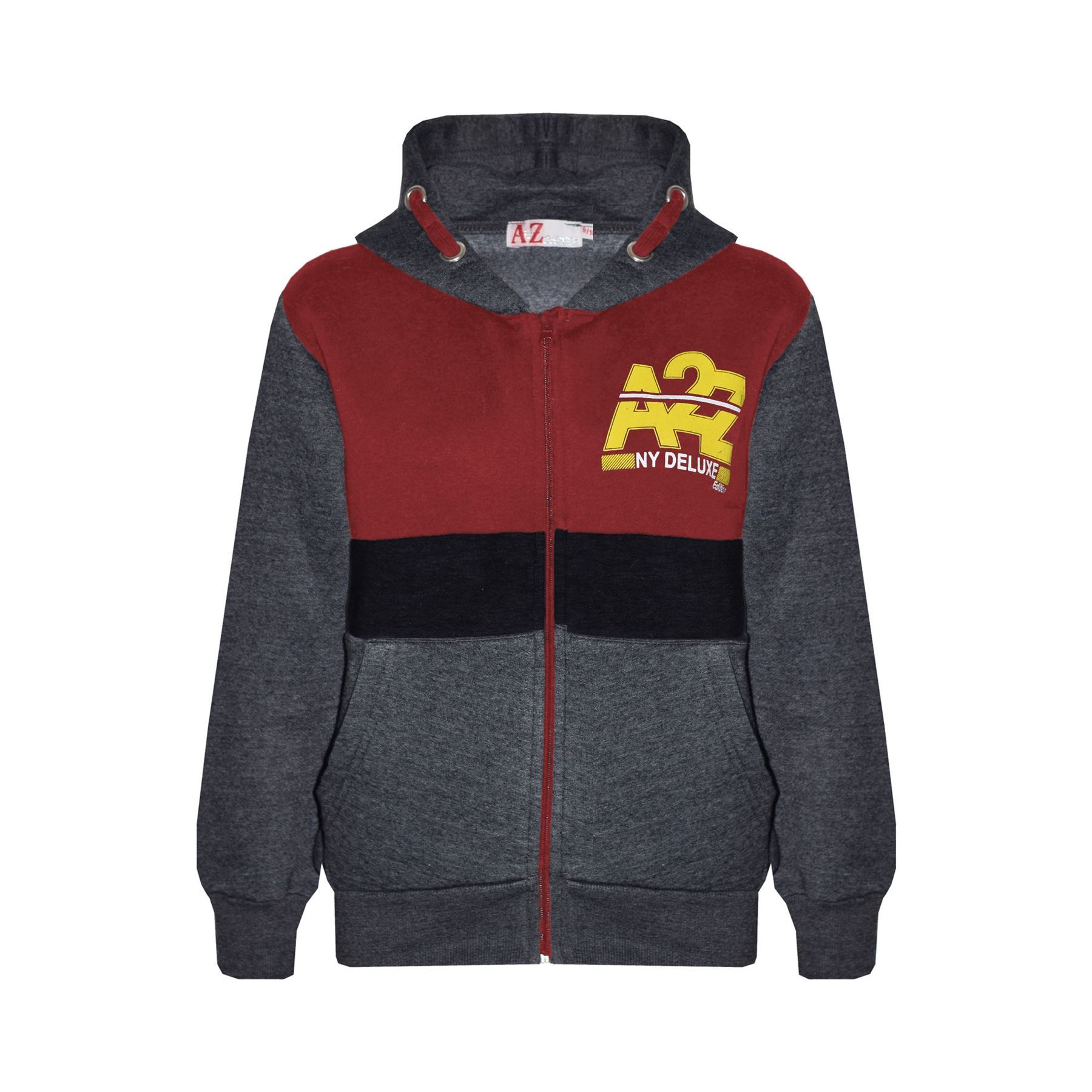 Kids Unisex Contrast Panel Tracksuit Charcoal & Red A2Z NY Deluxe Activewear Set - Picture 6 of 8