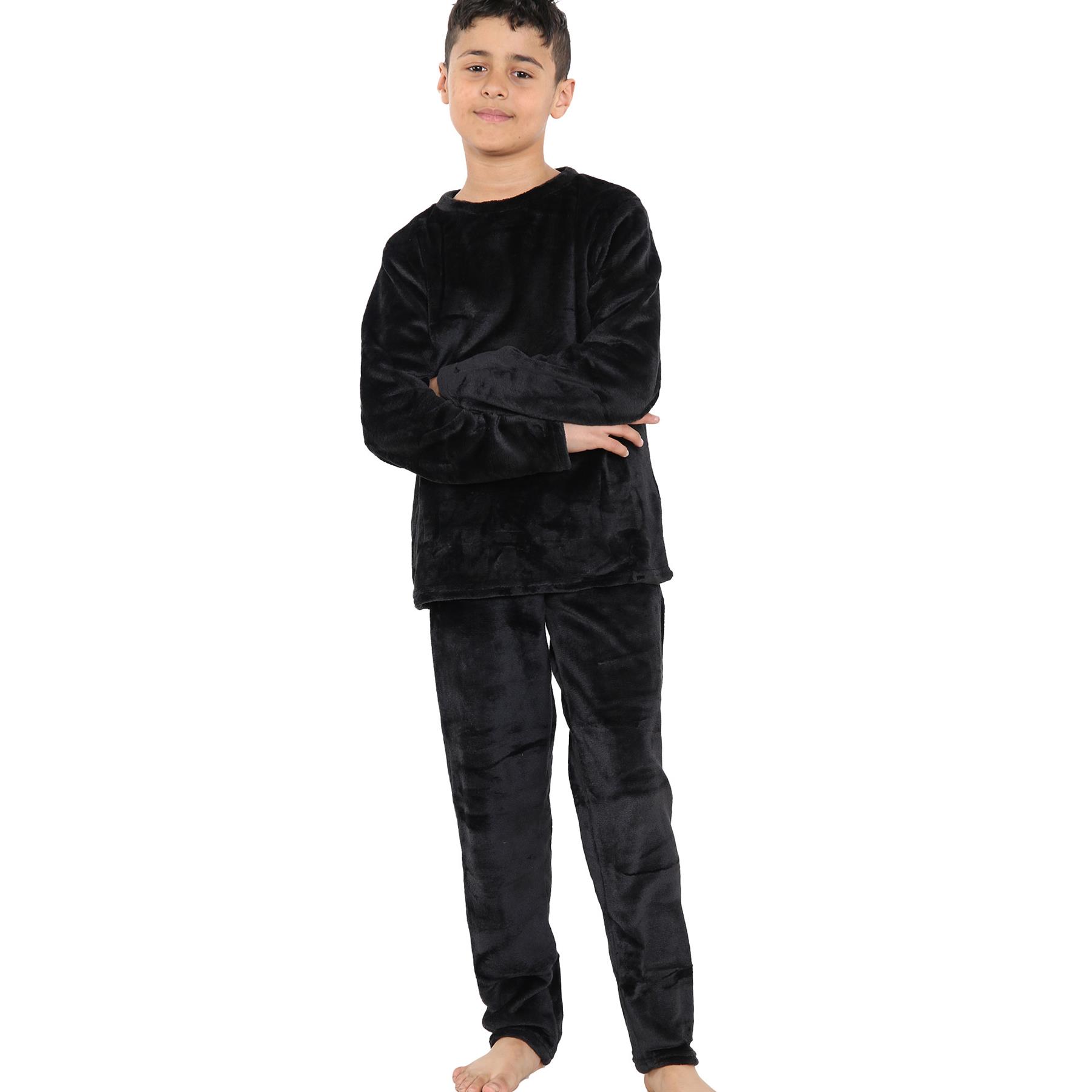 Kids Childrens Warm Fleece Pyjamas For Boys & Girls Sleepover 2 Piece Gift Set - Picture 4 of 32