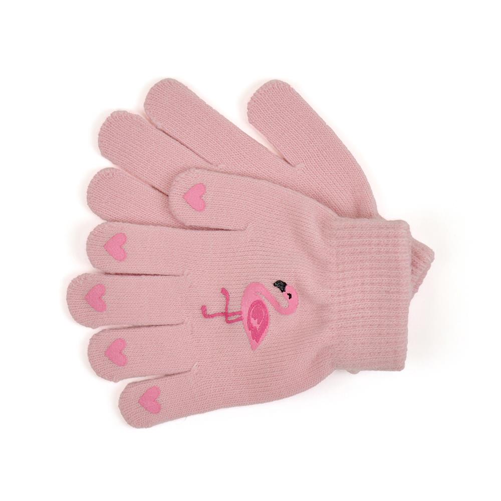 Girls 3 Pack Gloves Thermal Magic Flamingo Dolphin Unicorn Motif Warm Mittens - Picture 4 of 5