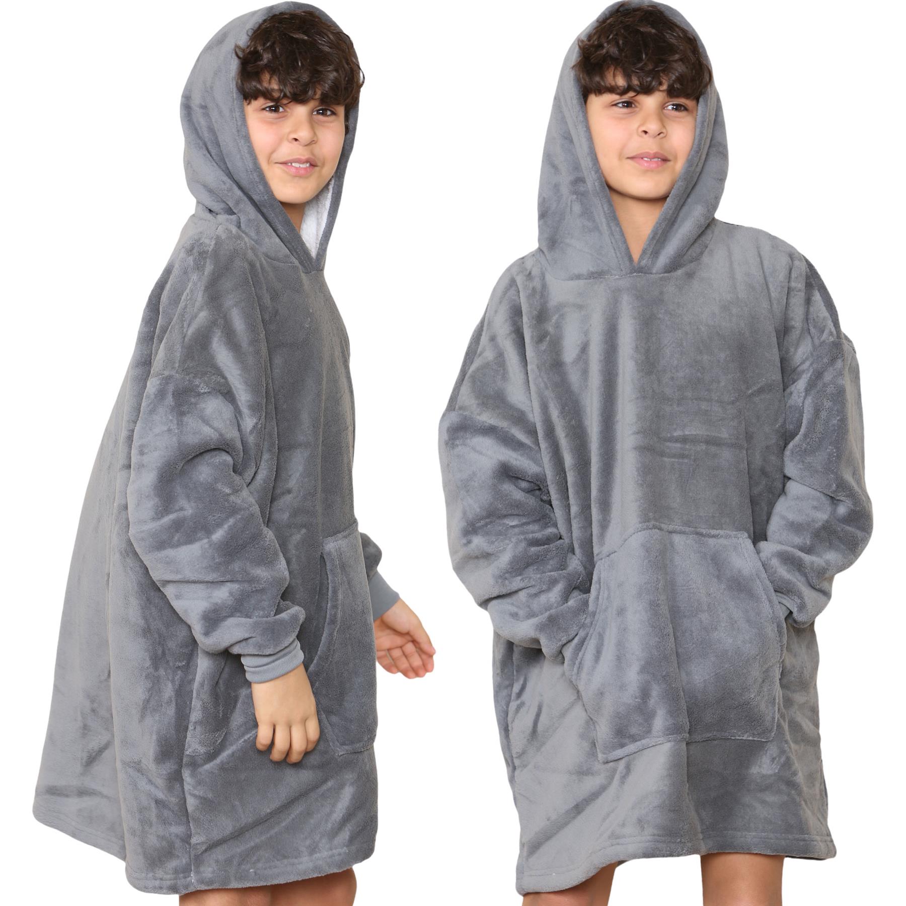 Kinder Mädchen Jungen Ultra Soft Oversized Hoodie Kuschel Plüsch Sherpa Fleece Futter - Bild 13 von 63
