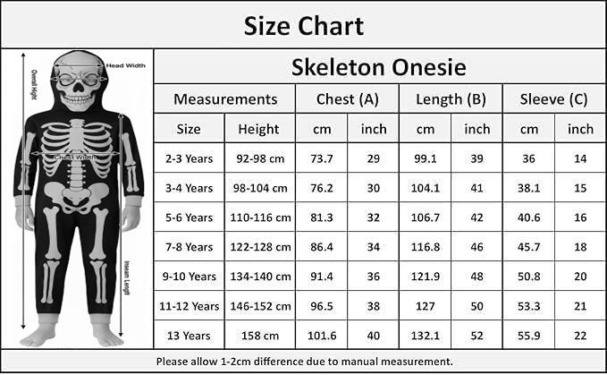 Kids Girls Boys Skeleton Print Neon Pink A2Z Onesie One Piece Halloween Costume - Picture 5 of 8