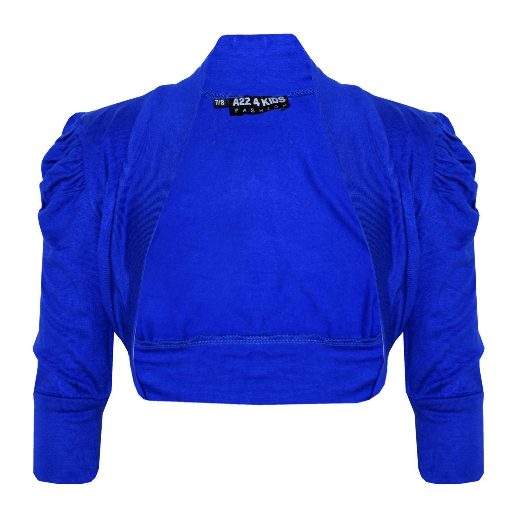New Kids Girls Ruched Sleeve Stylish Shrug Bolero Cropped Cardigan 2-13 Years - Picture 44 of 51