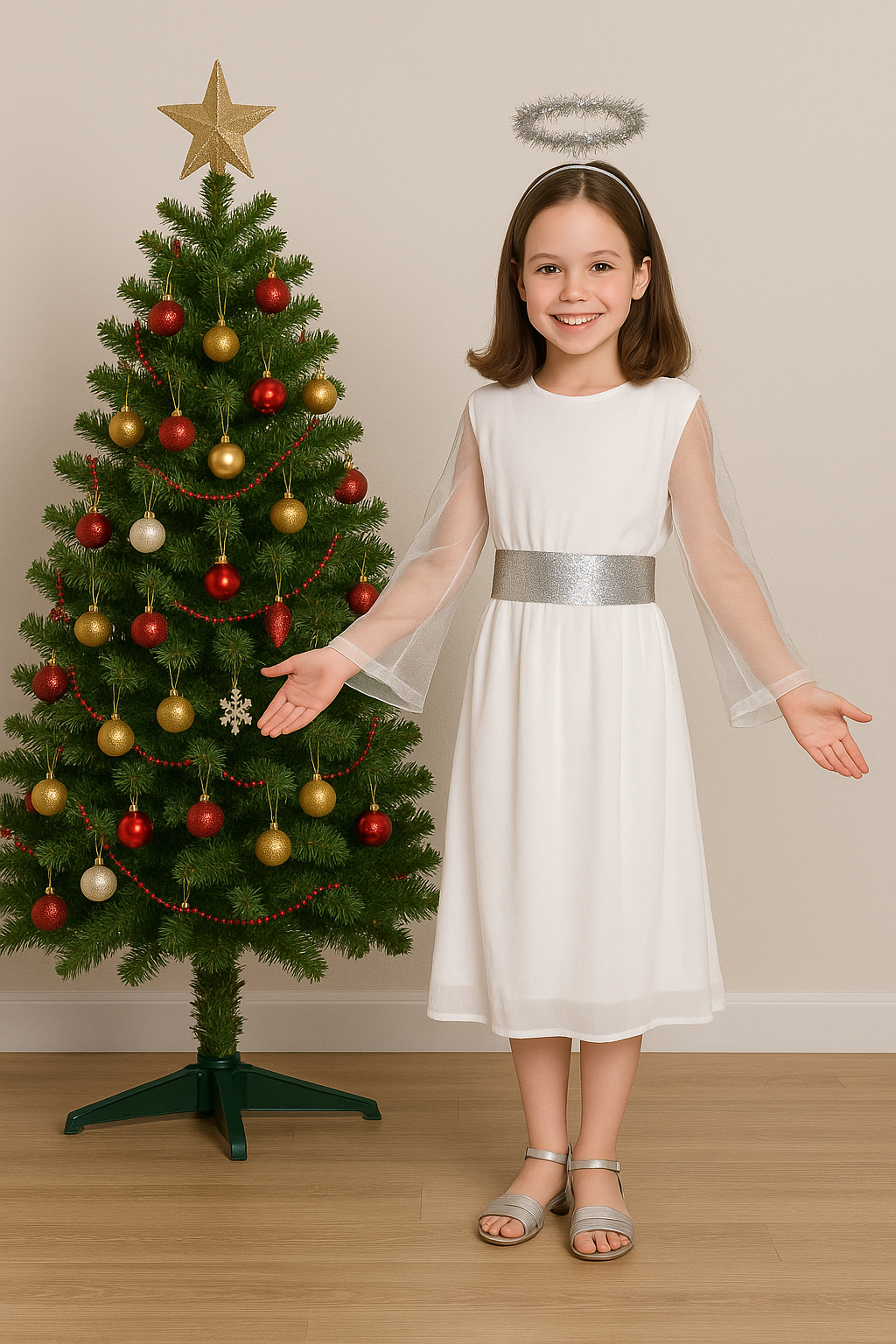 NEW Angel Nativity Dress, Belt and Halo Girls Christmas Fancy Dress Costume - Picture 12 of 21