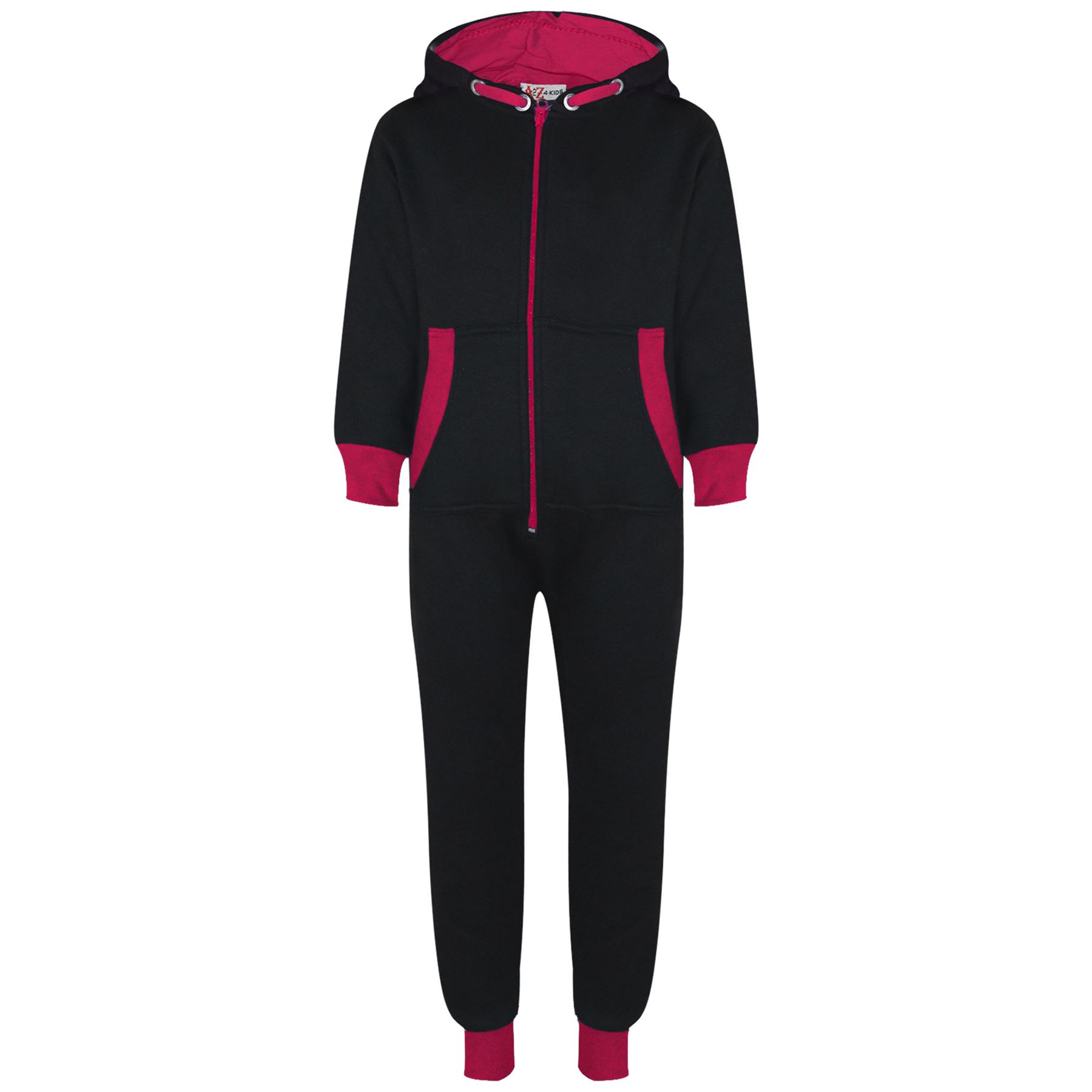 Kids Girls Boys A2Z Onesie One Piece Contrast Fleece Hoodie All In One Jumpsuit - Picture 33 of 66