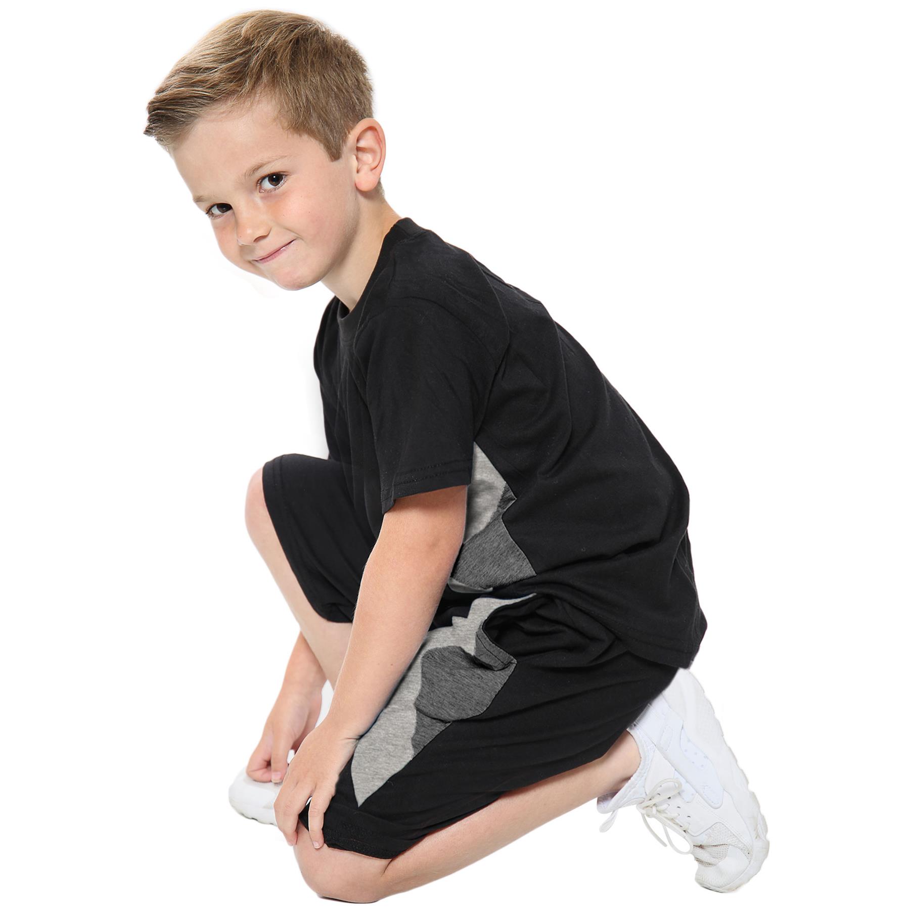A2Z 4 Kids Colour Contrast Panel Grey Top & Shorts Set T Shirt Summer