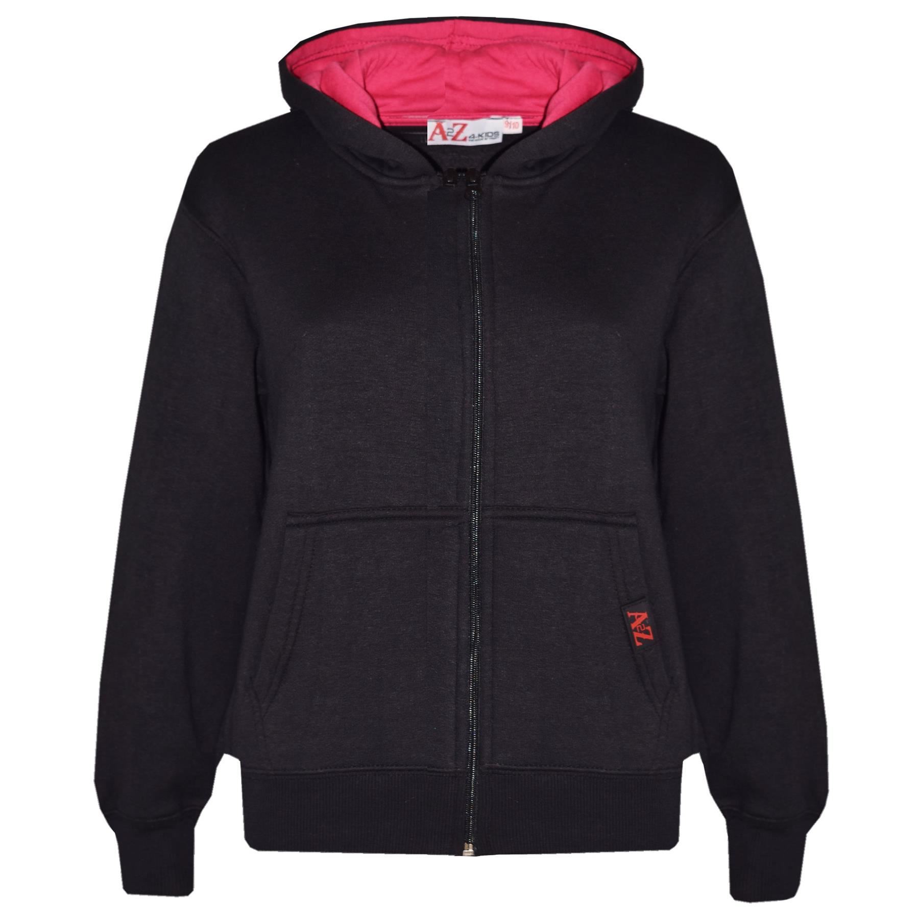 Kids Unisex Plain Tracksuit Contrast Hoodie with Joggers Sports Activewear Set - Picture 22 of 116