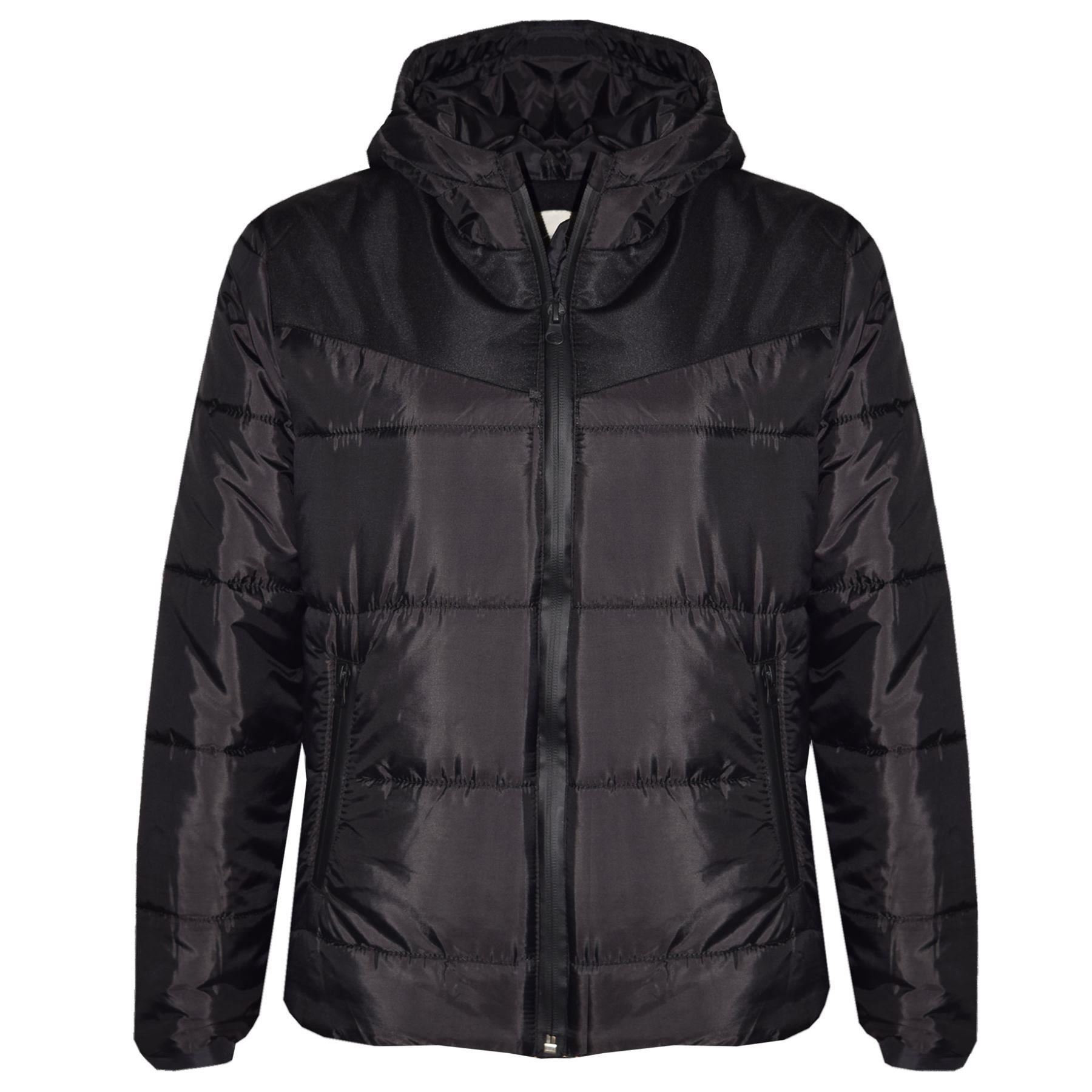 Kids Jacket Girls Boys Padded Black Puffer Hooded Zipped Coat Warm Thick Coats - Picture 2 of 5