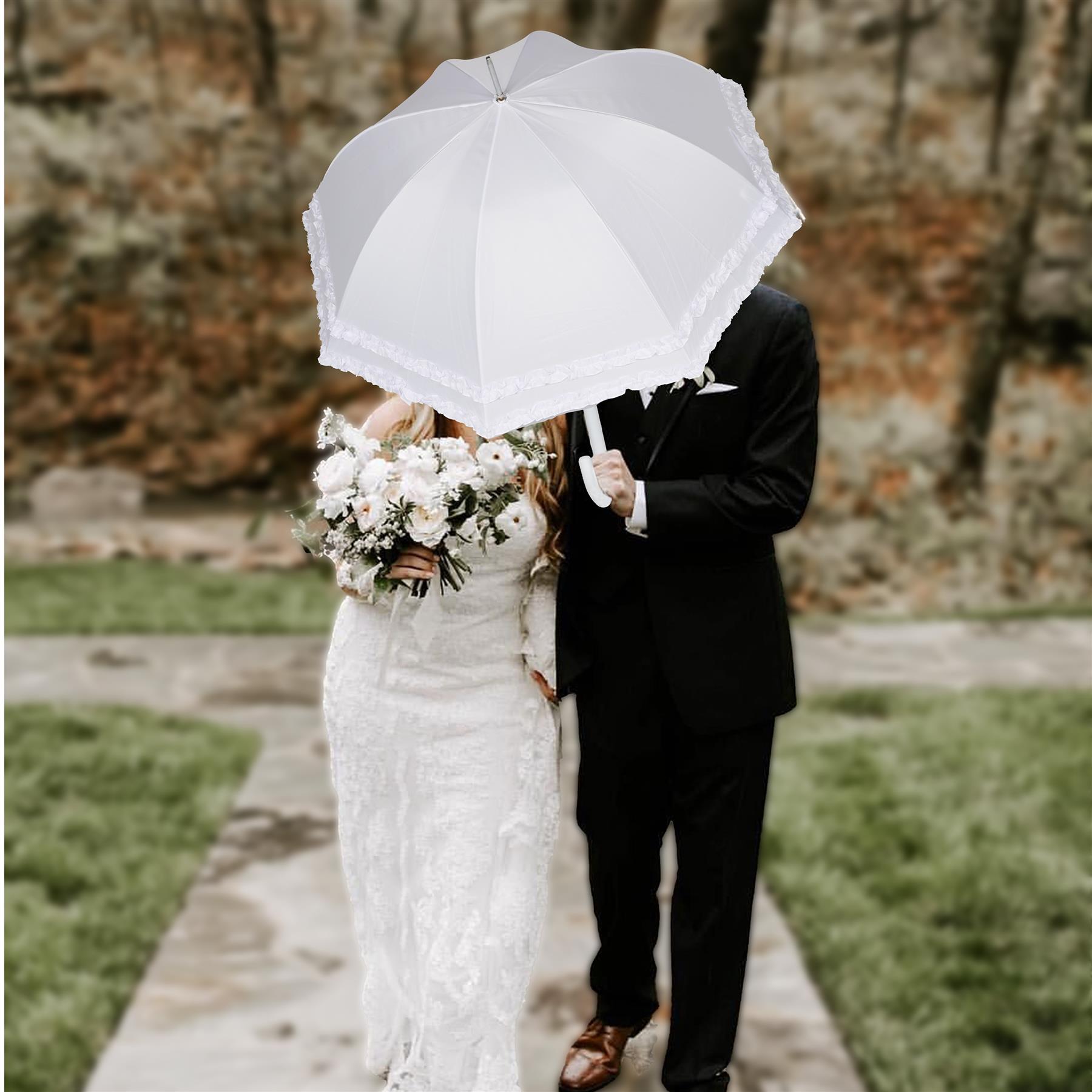 A2Z Damen Braut Regenschirm Hochzeit Brolly Doppel Rüschen Spitze Walking Kuppel Baldachin - Bild 9 von 24