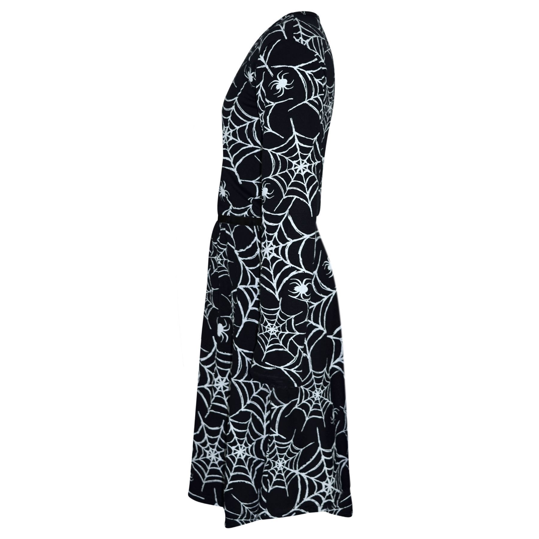 Girls Halloween Dresses Spider Web Skater Swing Dress Fancy Costume Legging - Picture 6 of 15