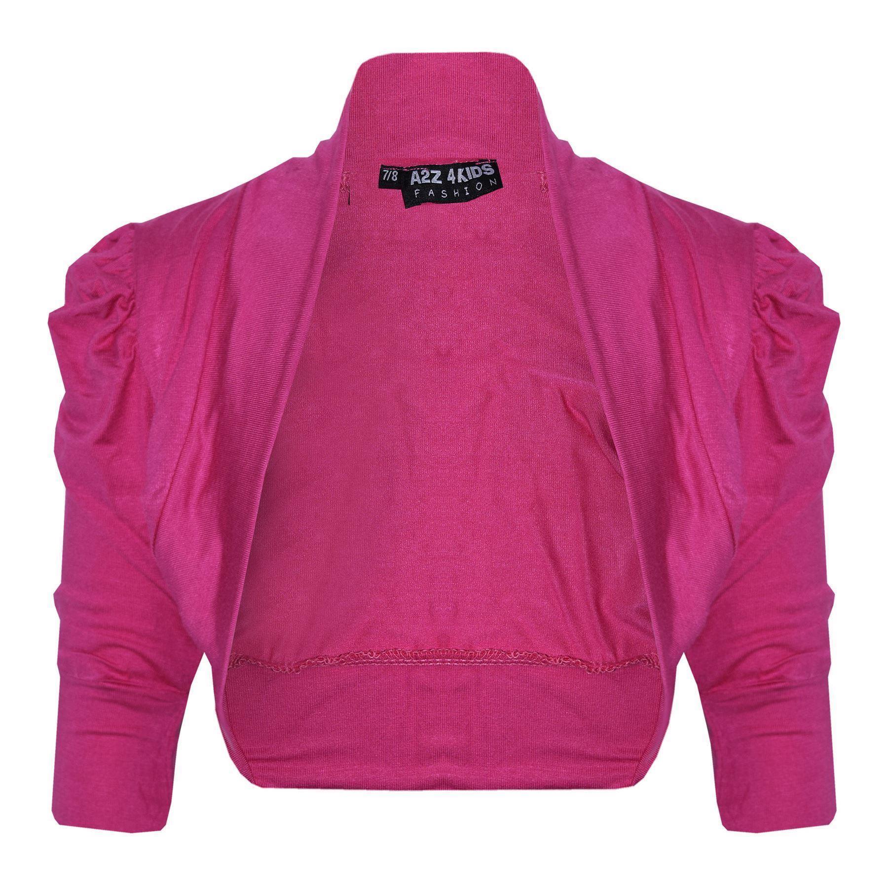 New Kids Girls Ruched Sleeve Stylish Shrug Bolero Cropped Cardigan 2-13 Years - Picture 26 of 51