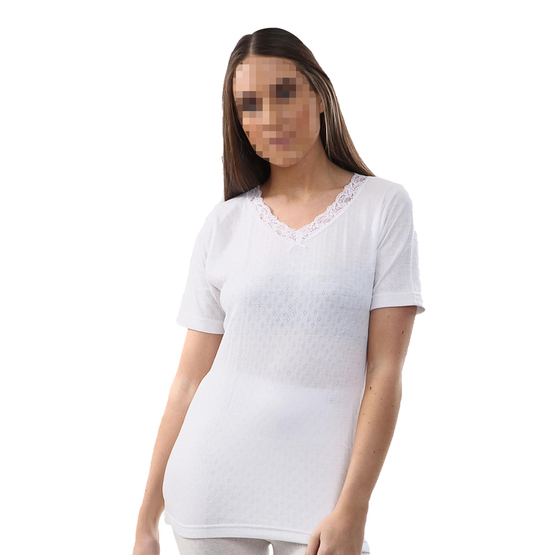 Ladies Thermal Vests Women Tog Pointelle Extra Warm Short Sleeve Thermal T Shirt - Picture 2 of 4
