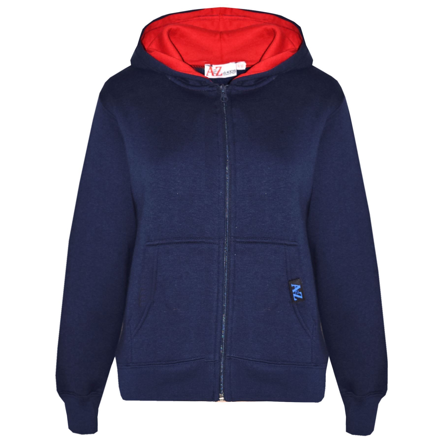 Kids Unisex Plain Tracksuit Contrast Hoodie with Joggers Sports Activewear Set - Picture 64 of 116