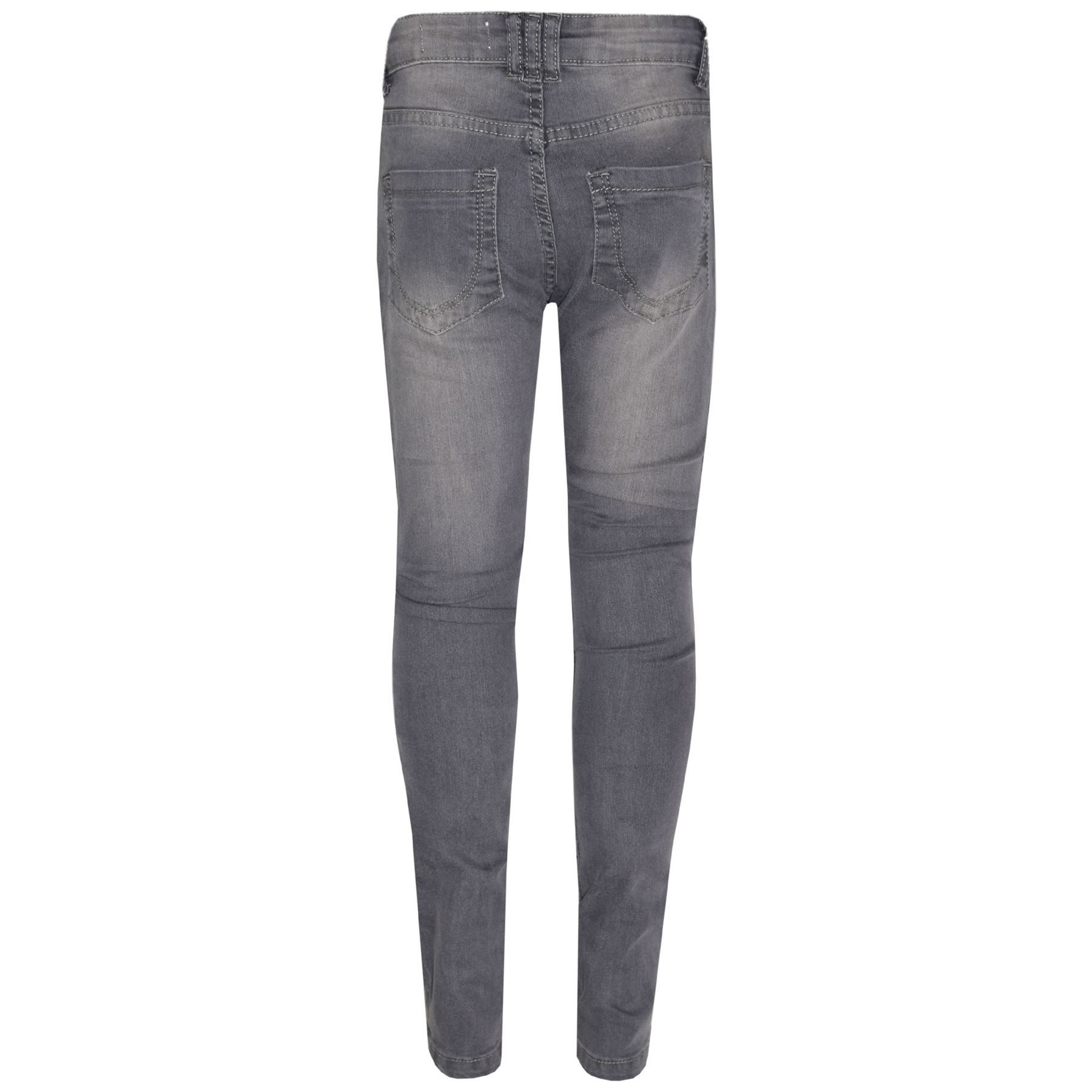 Kids Girls Stretchy Jeans Designer's Grey Ripped Drape Panel Denim Pants Trouser - Picture 6 of 8