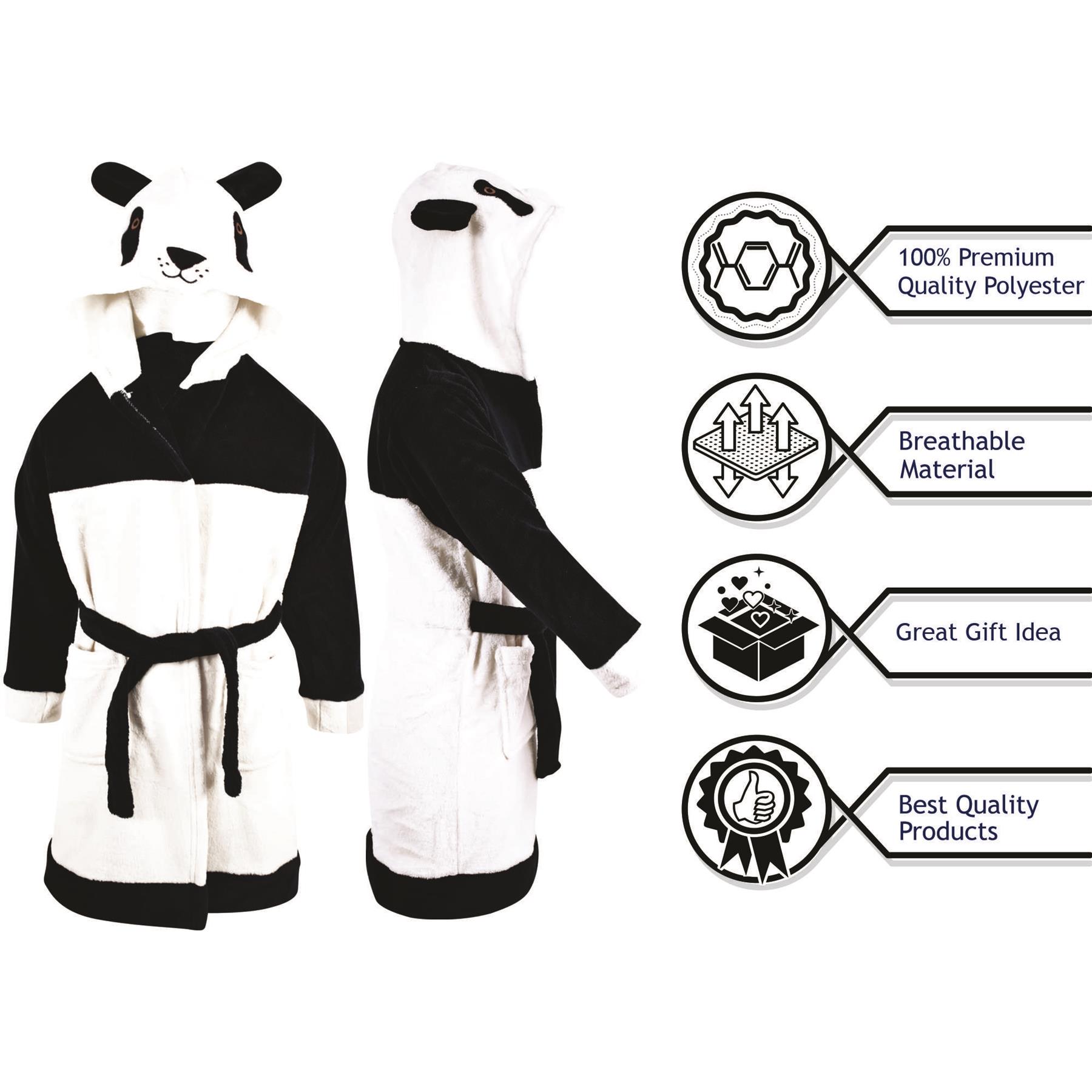 A2Z 4 Kids Super Soft 3D Animal Detail Dressing Gown Nightwear Hooded Robe 2-1 - Picture 70 of 154