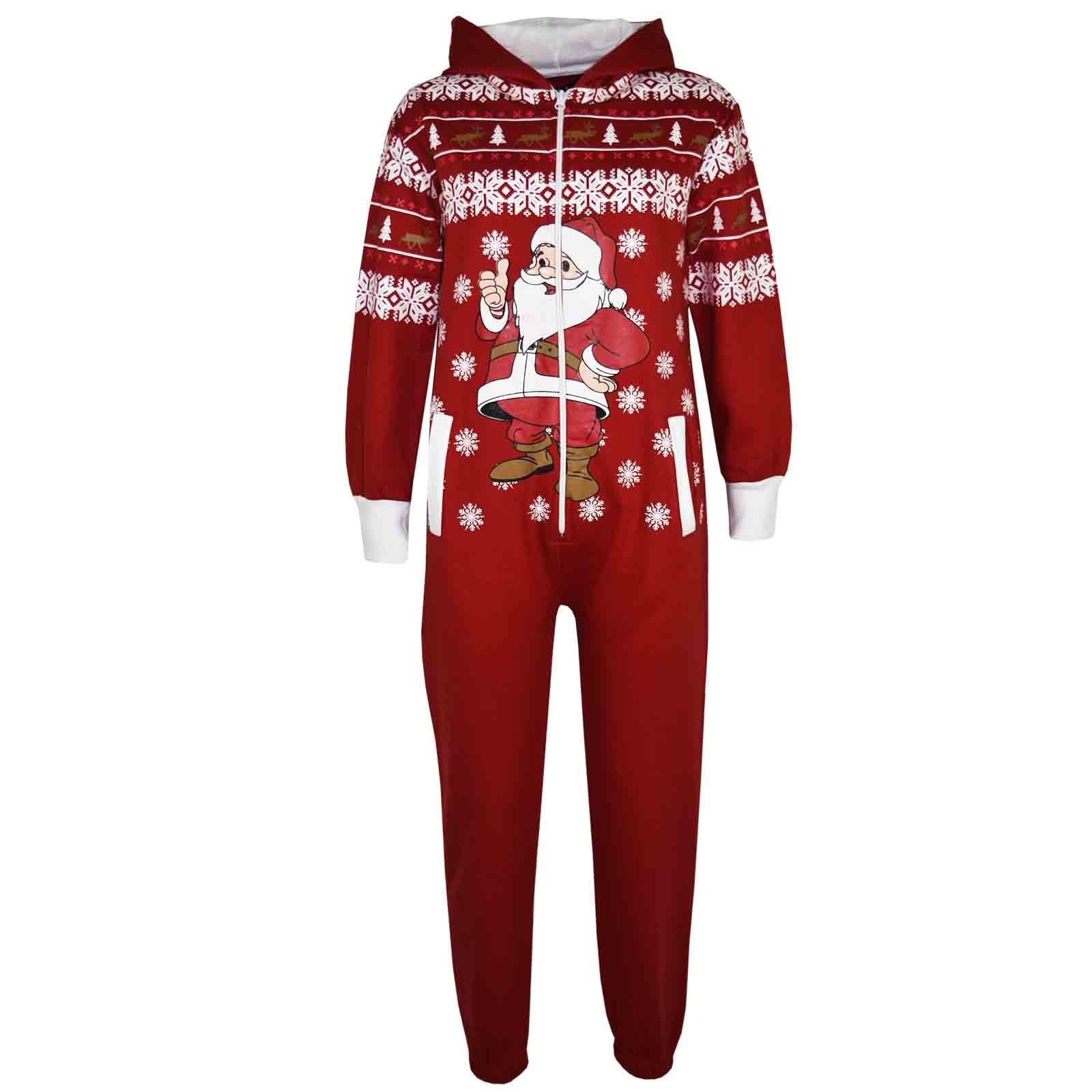 Kids Girls Boys Novelty Christmas Santa Fleece A2Z Onesie One Piece Jumpsuit - Picture 7 of 10