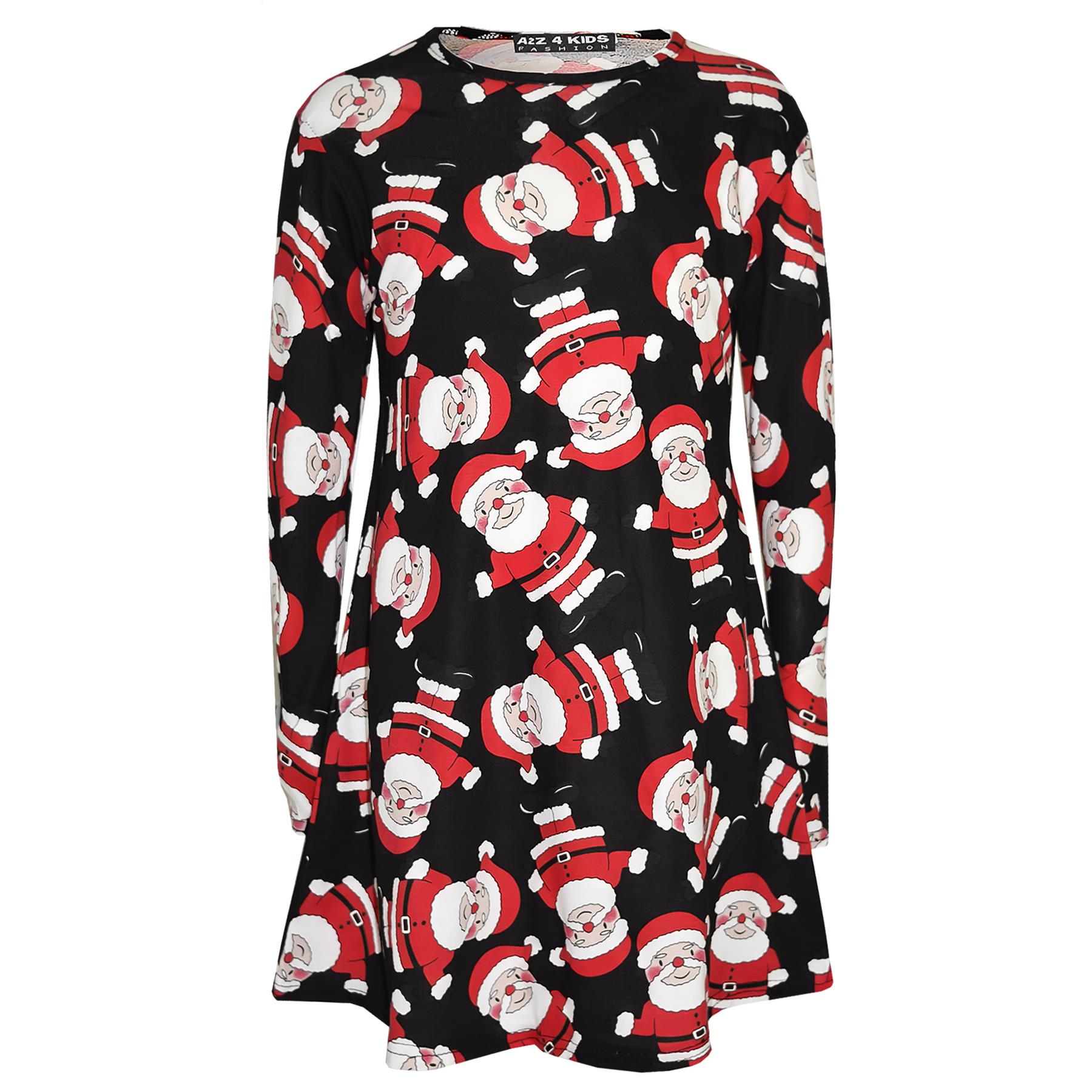 A2Z 4 Kids Girls Christmas Santa Xmas Legging Swing Dress Children Age 1-13 Yrs - Picture 8 of 38
