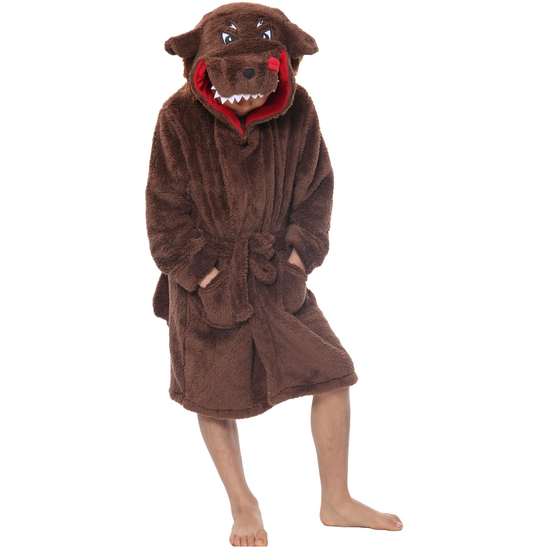 A2Z 4 Kids Super Soft 3D Animal Detail Dressing Gown Nightwear Hooded Robe 2-1 - Picture 142 of 154