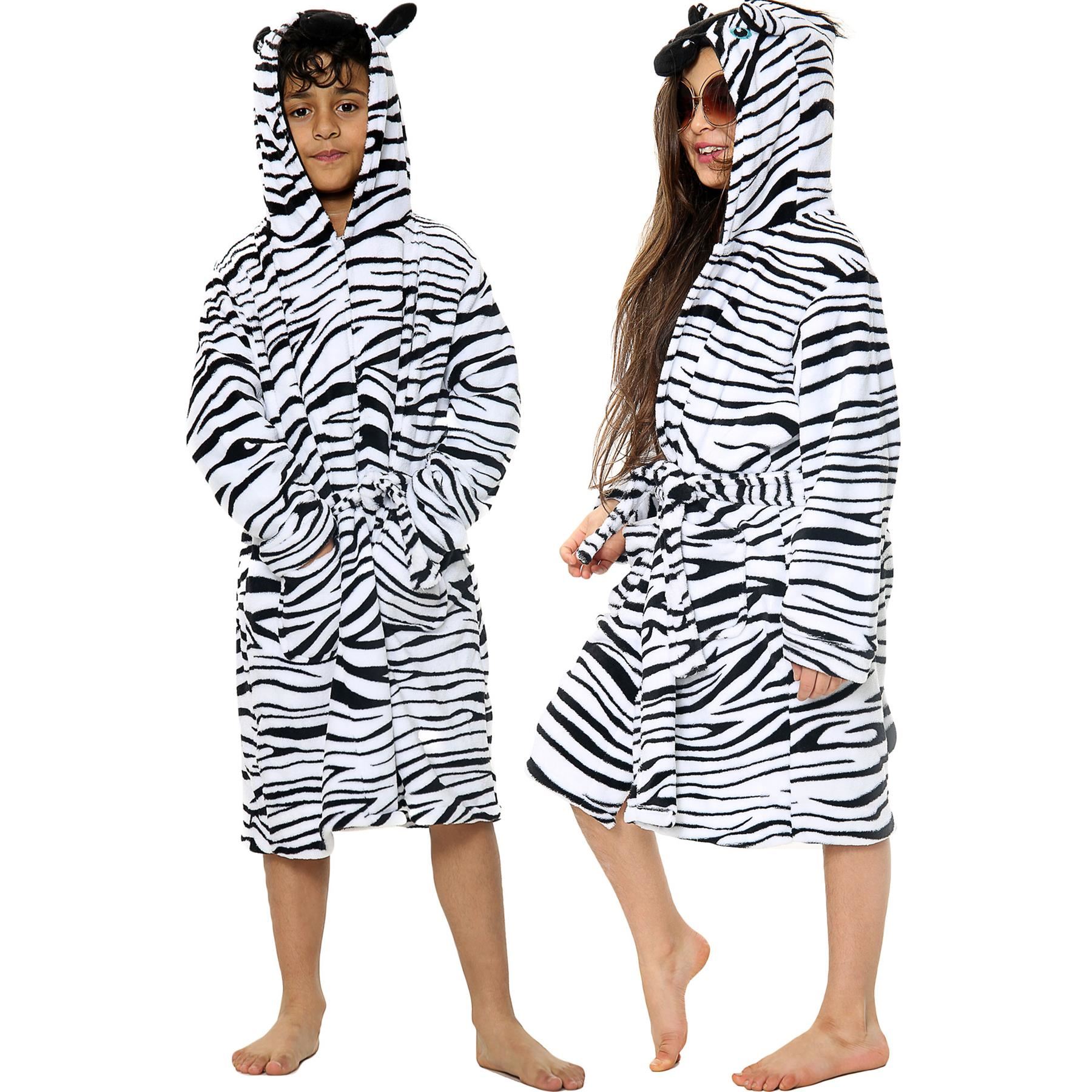 A2Z 4 Kids Super Soft 3D Animal Detail Dressing Gown Nightwear Hooded Robe 2-1 - Picture 148 of 154